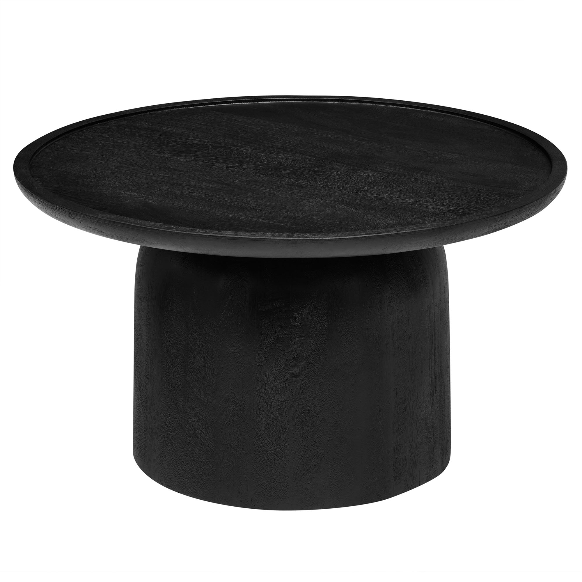 Holloway 30" Round Wood Coffee Table, Black