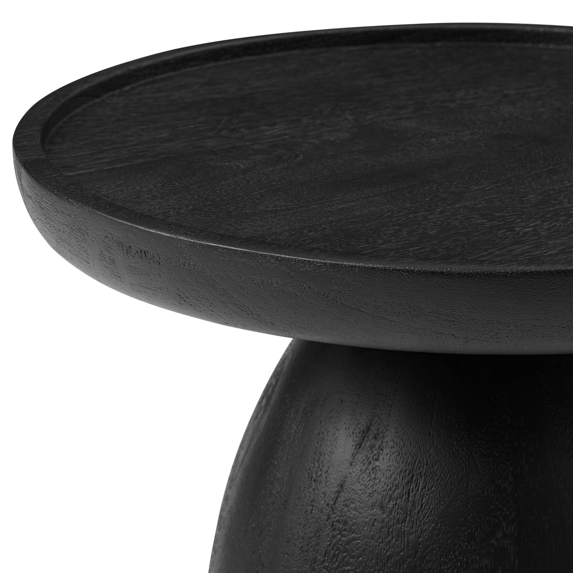 Holloway Round Wood Side Table, Black