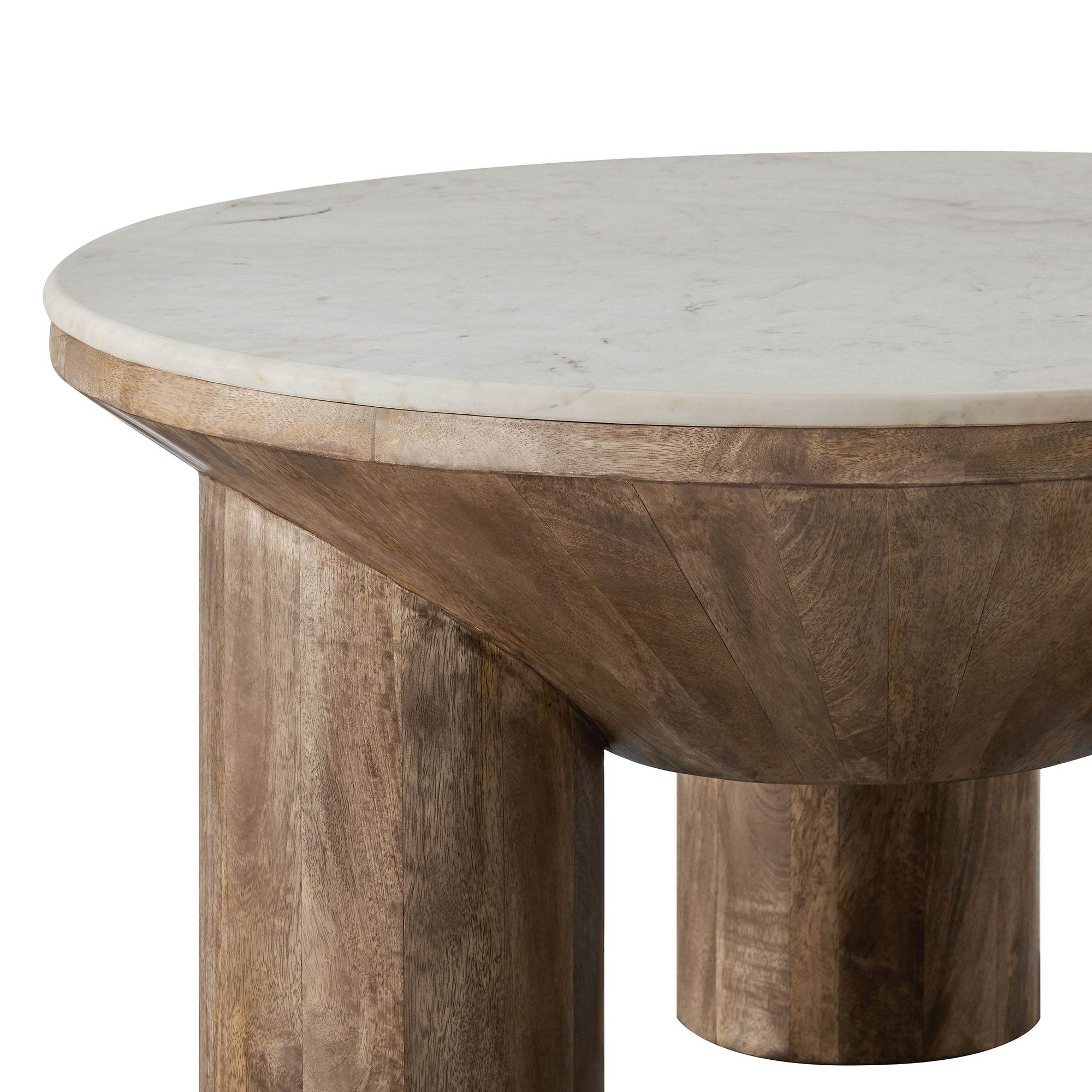 Ellison 33" Round Wood Coffee Table With Marble Top, Walnut