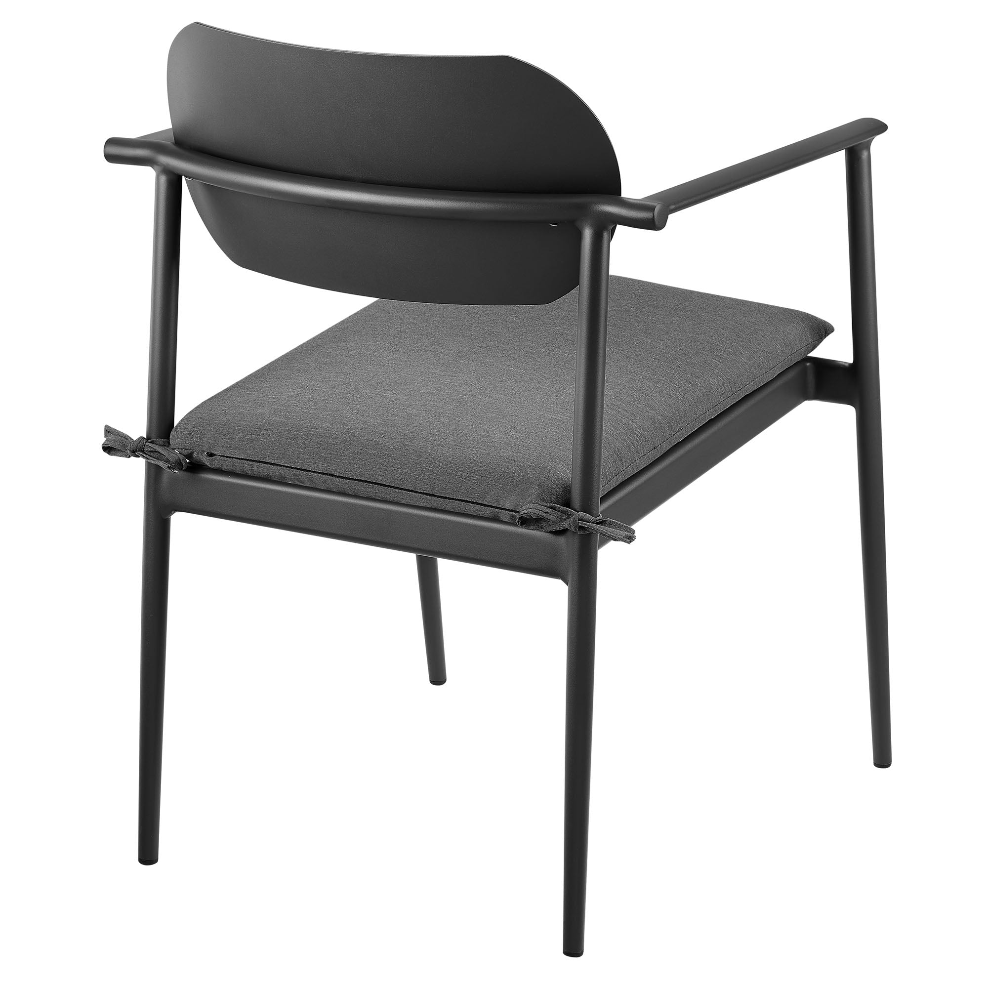 Aeris Stackable Outdoor Patio Aluminum Dining Armchair Set of 2, Charcoal
