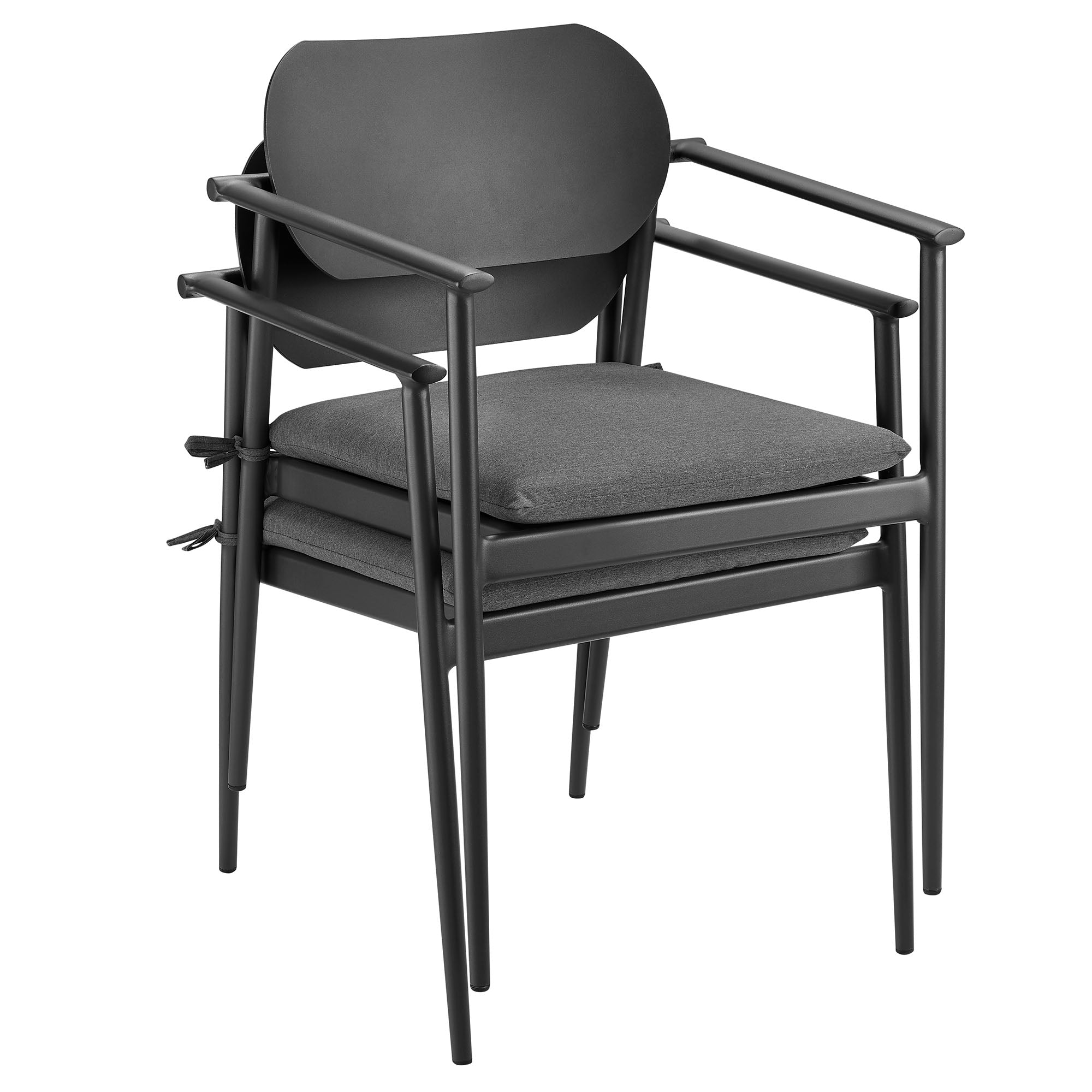 Aeris Stackable Outdoor Patio Aluminum Dining Armchair Set of 2, Charcoal