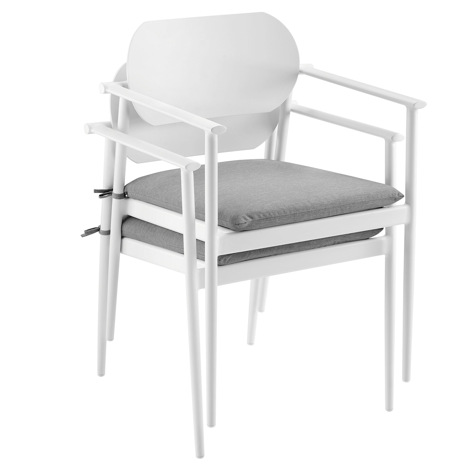 Aeris 7-Piece Outdoor Patio Aluminum Dining Set, White Light Gray