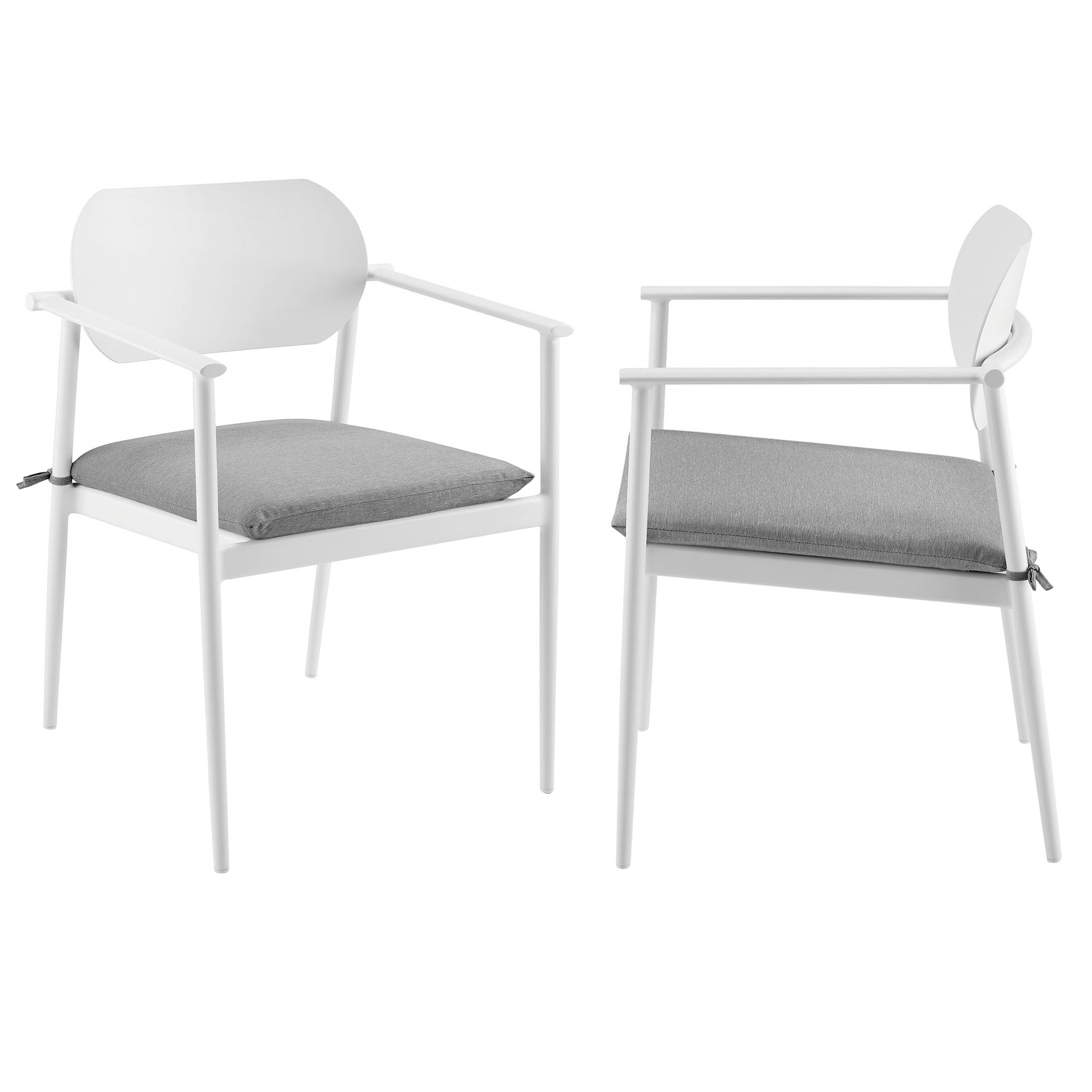 Aeris Stackable Outdoor Patio Aluminum Dining Armchair Set of 2, White