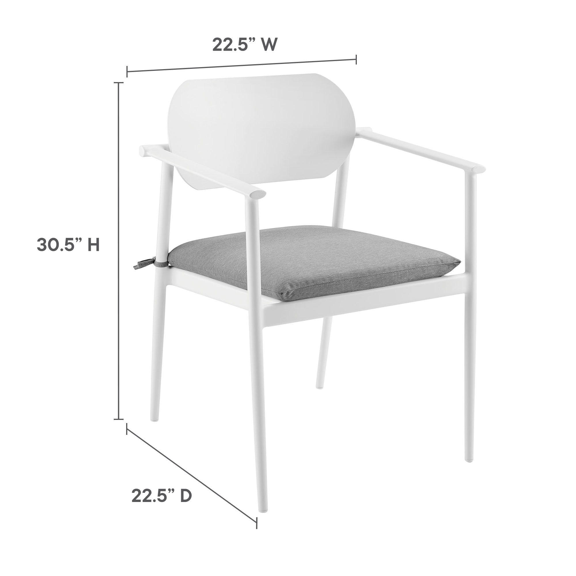 Aeris Stackable Outdoor Patio Aluminum Dining Armchair Set of 2, White
