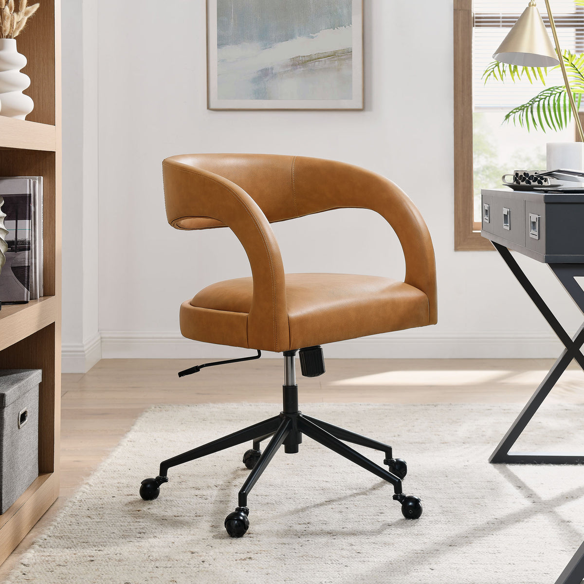 Pinnacle Vegan Leather Office Chair, Tan
