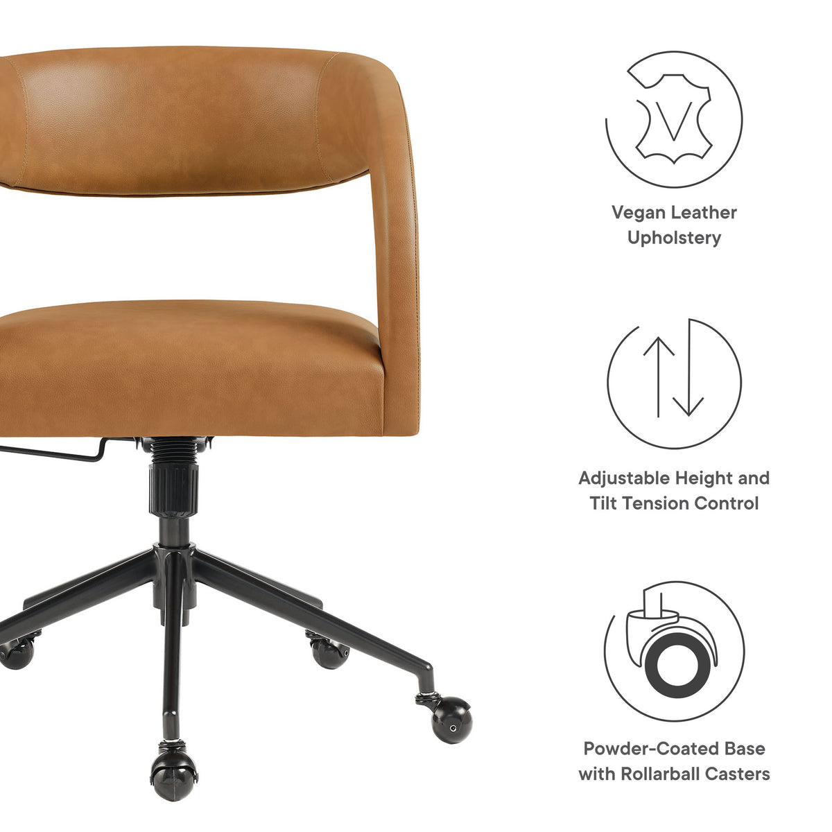 Pinnacle Vegan Leather Office Chair, Tan