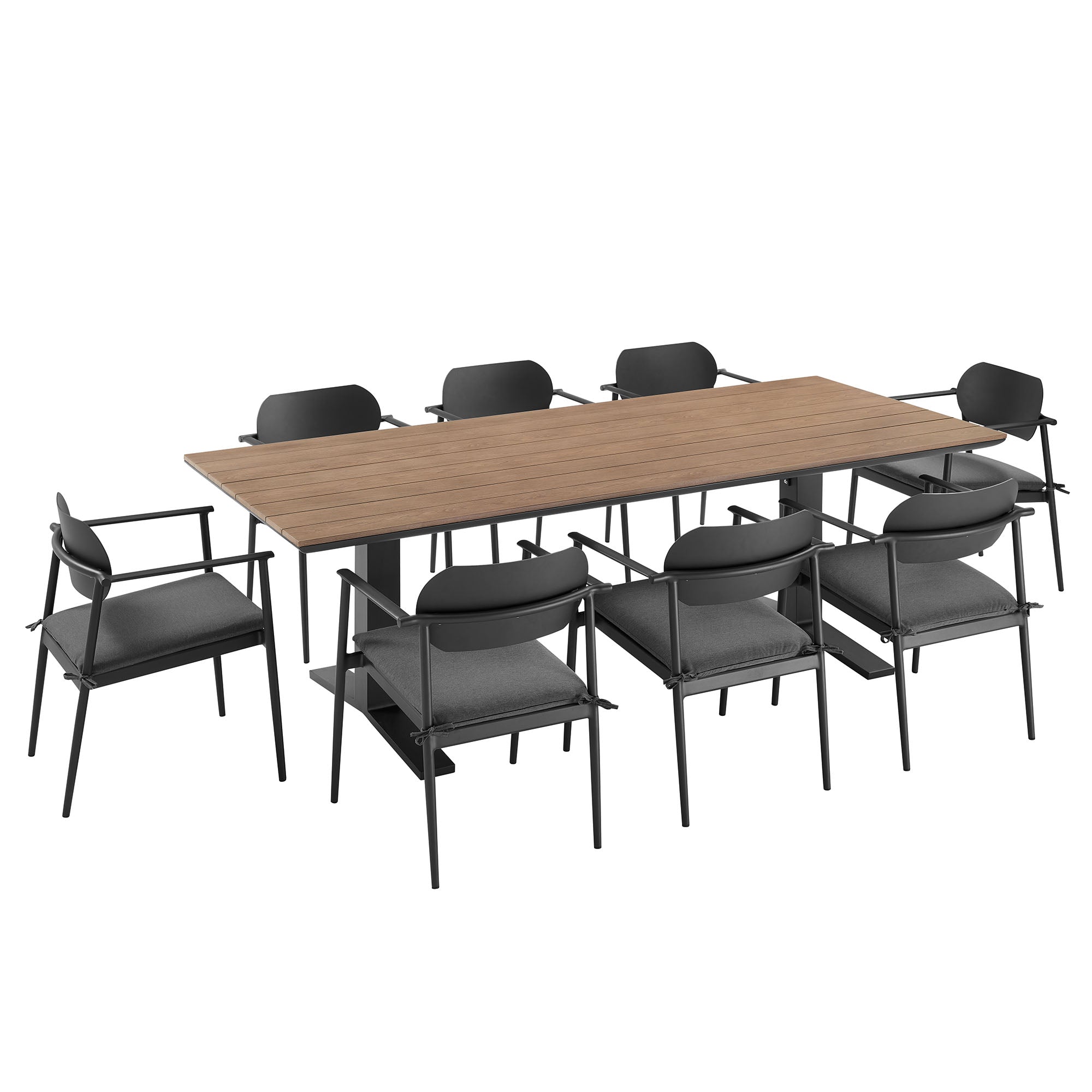 Aeris 9-Piece Outdoor Patio Aluminum Dining Set, Charcoal