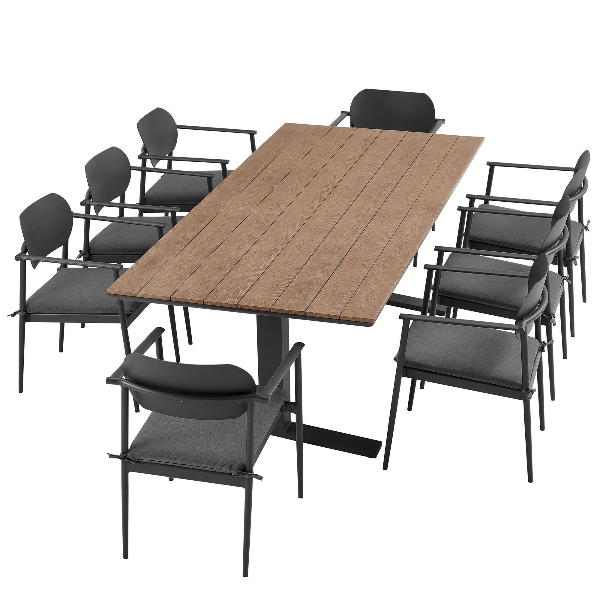 Aeris 9-Piece Outdoor Patio Aluminum Dining Set, Charcoal
