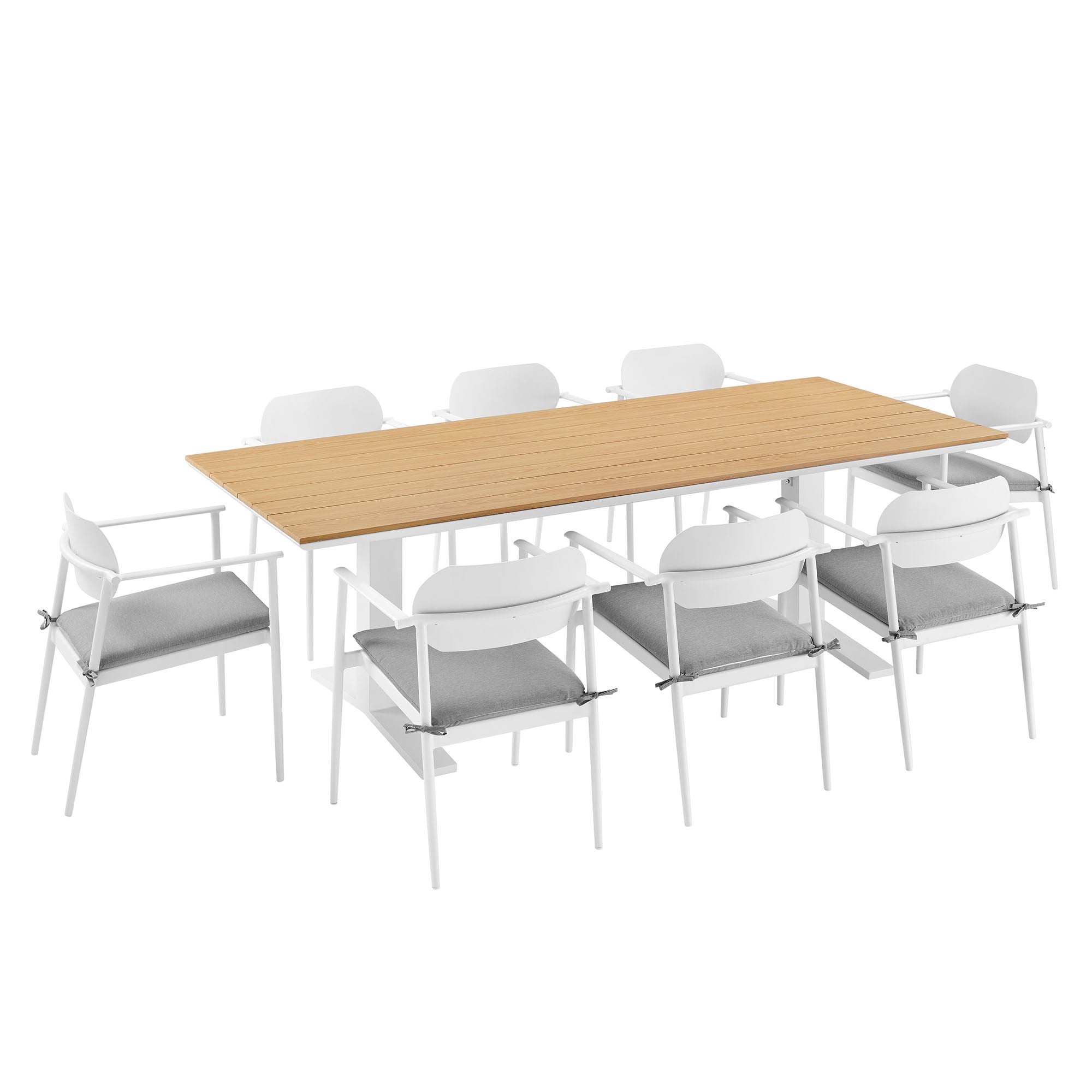 Aeris 9-Piece Outdoor Patio Aluminum Dining Set, White
