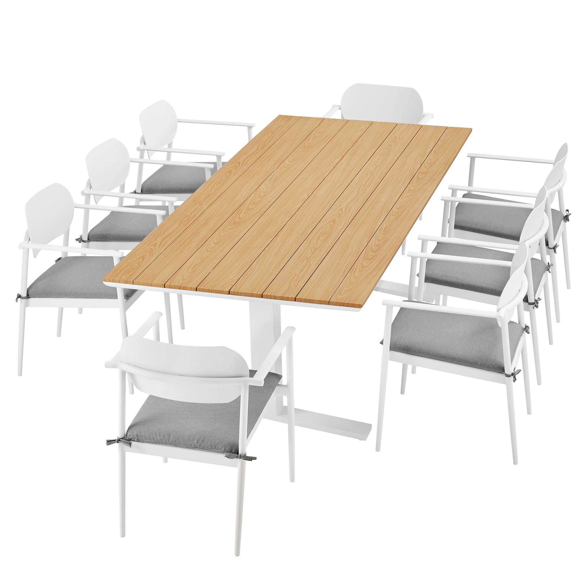 Aeris 9-Piece Outdoor Patio Aluminum Dining Set, White
