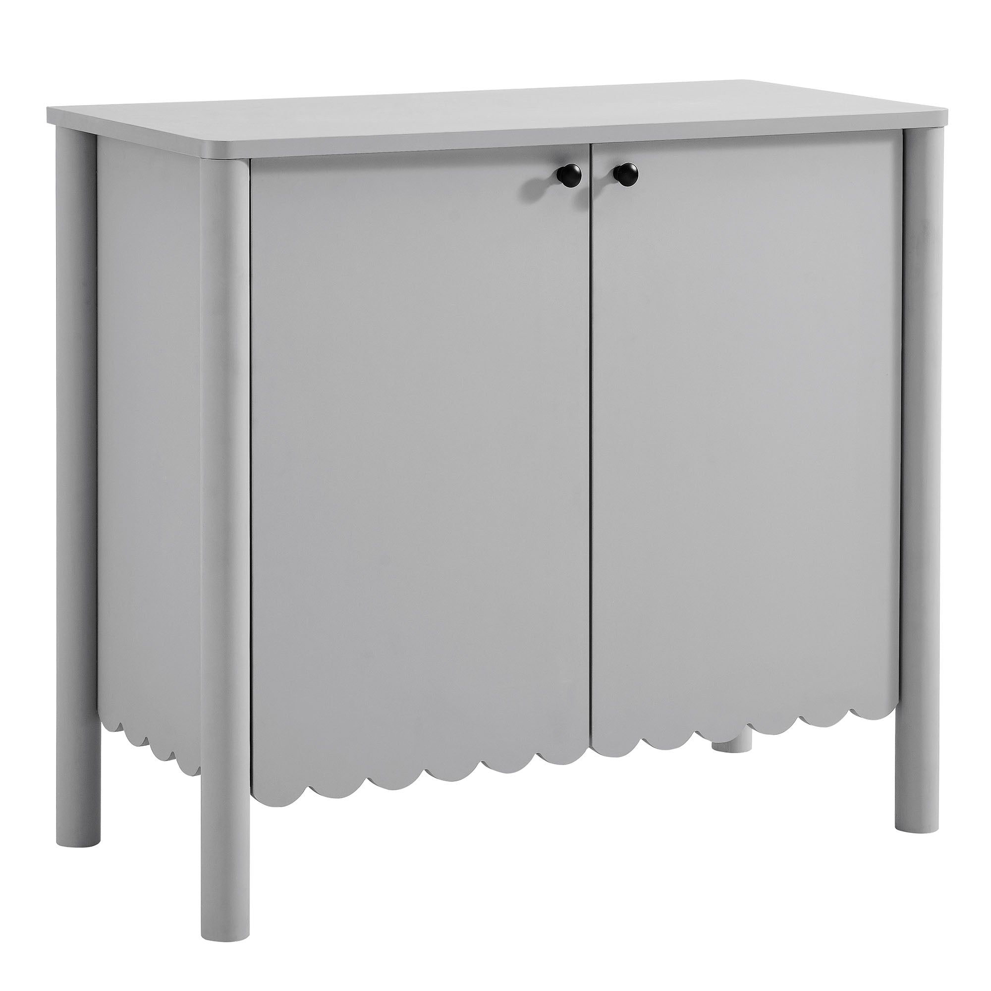 Emmeline 35" 2-Door Scalloped Sideboard Cabinet, Light Gray