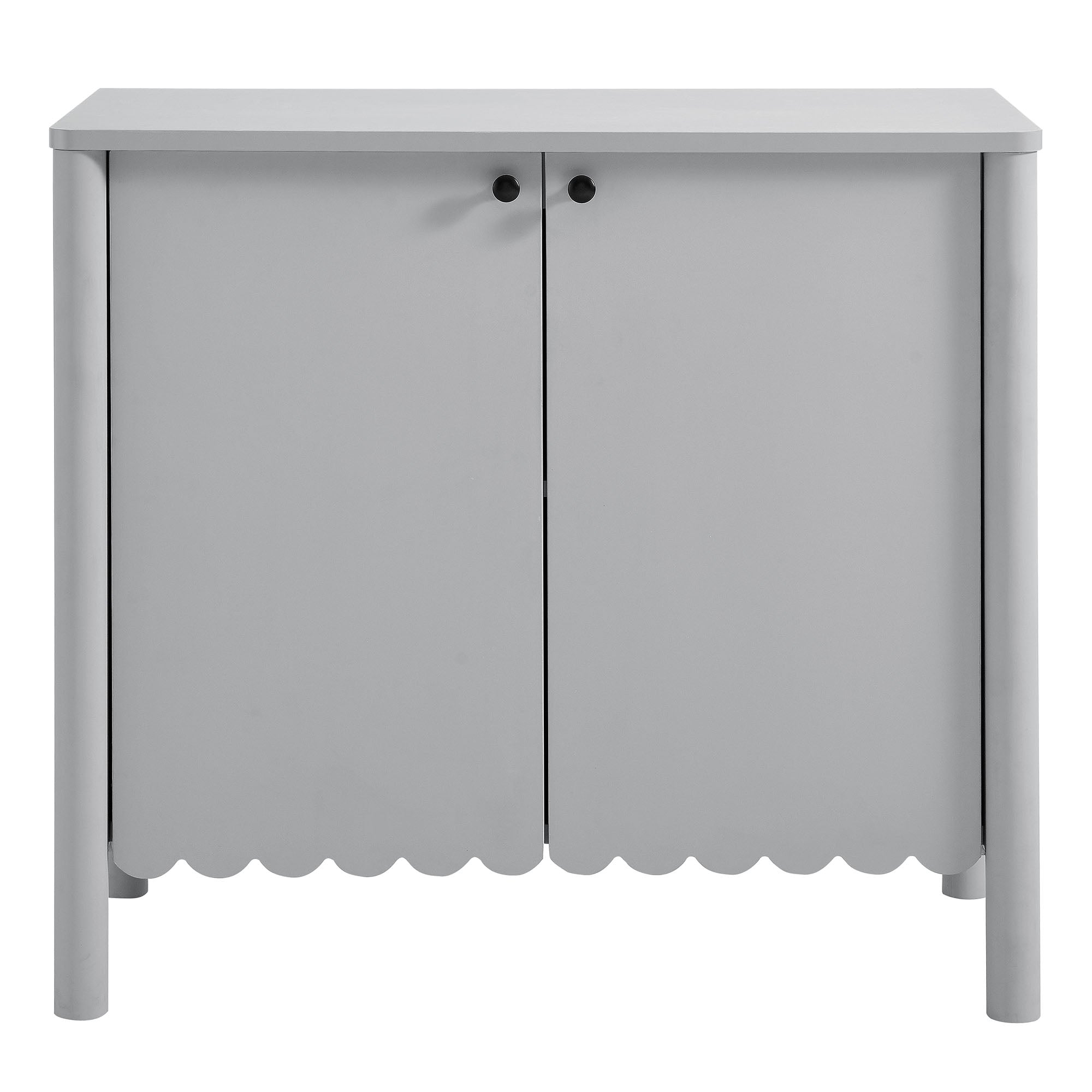 Emmeline 35" 2-Door Scalloped Sideboard Cabinet, Light Gray