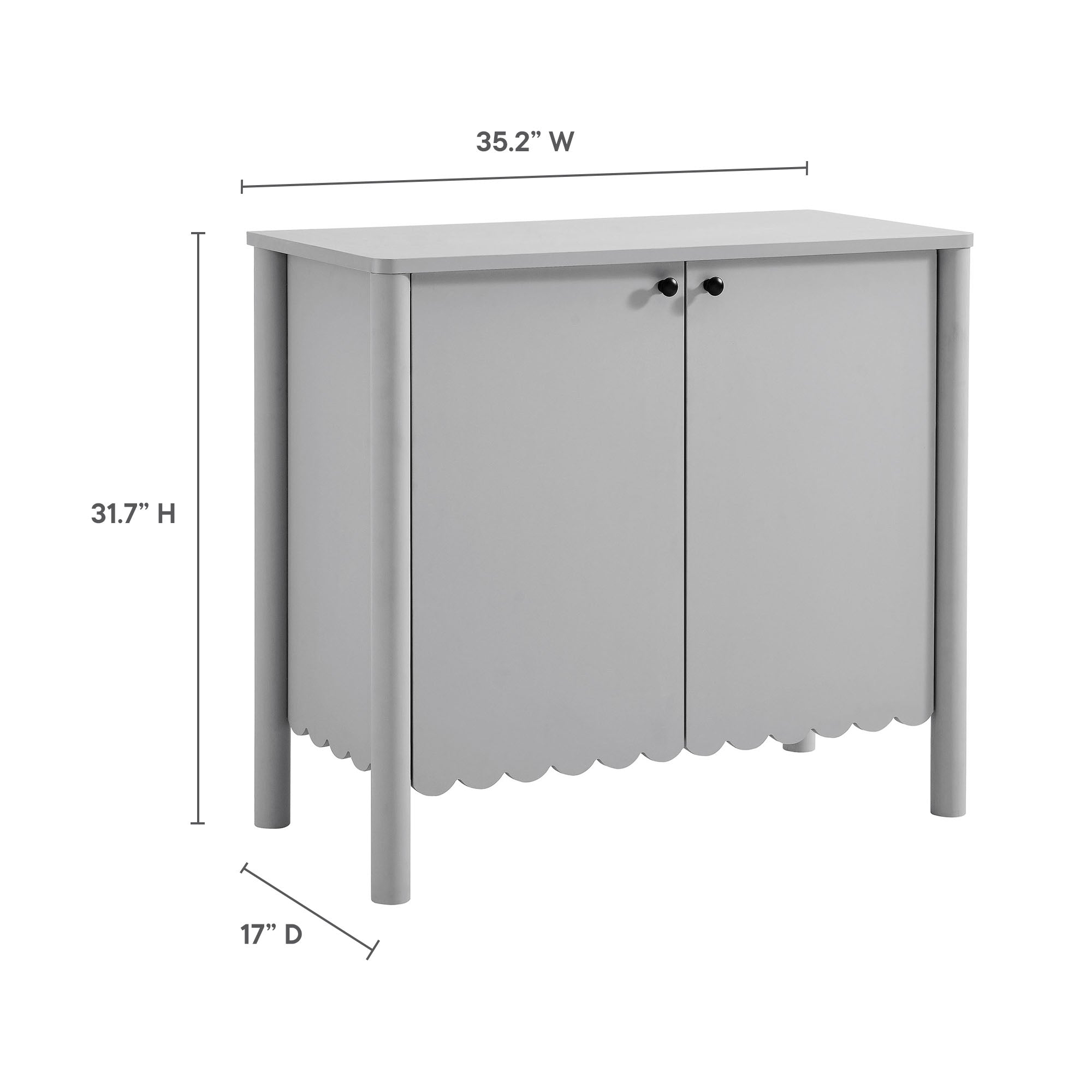 Emmeline 35" 2-Door Scalloped Sideboard Cabinet, Light Gray