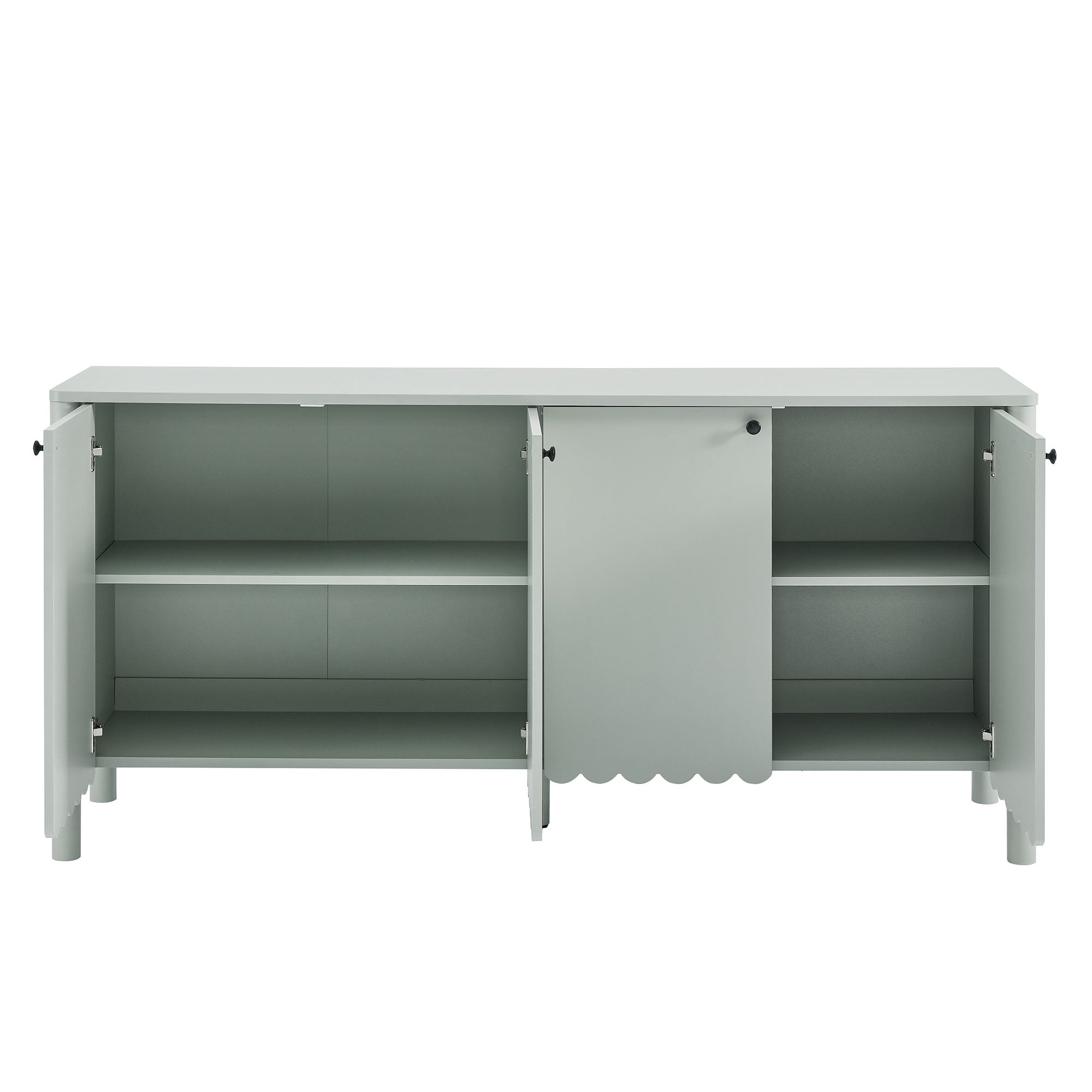 Emmeline 66" 4-Door Scalloped Sideboard Cabinet, Sage