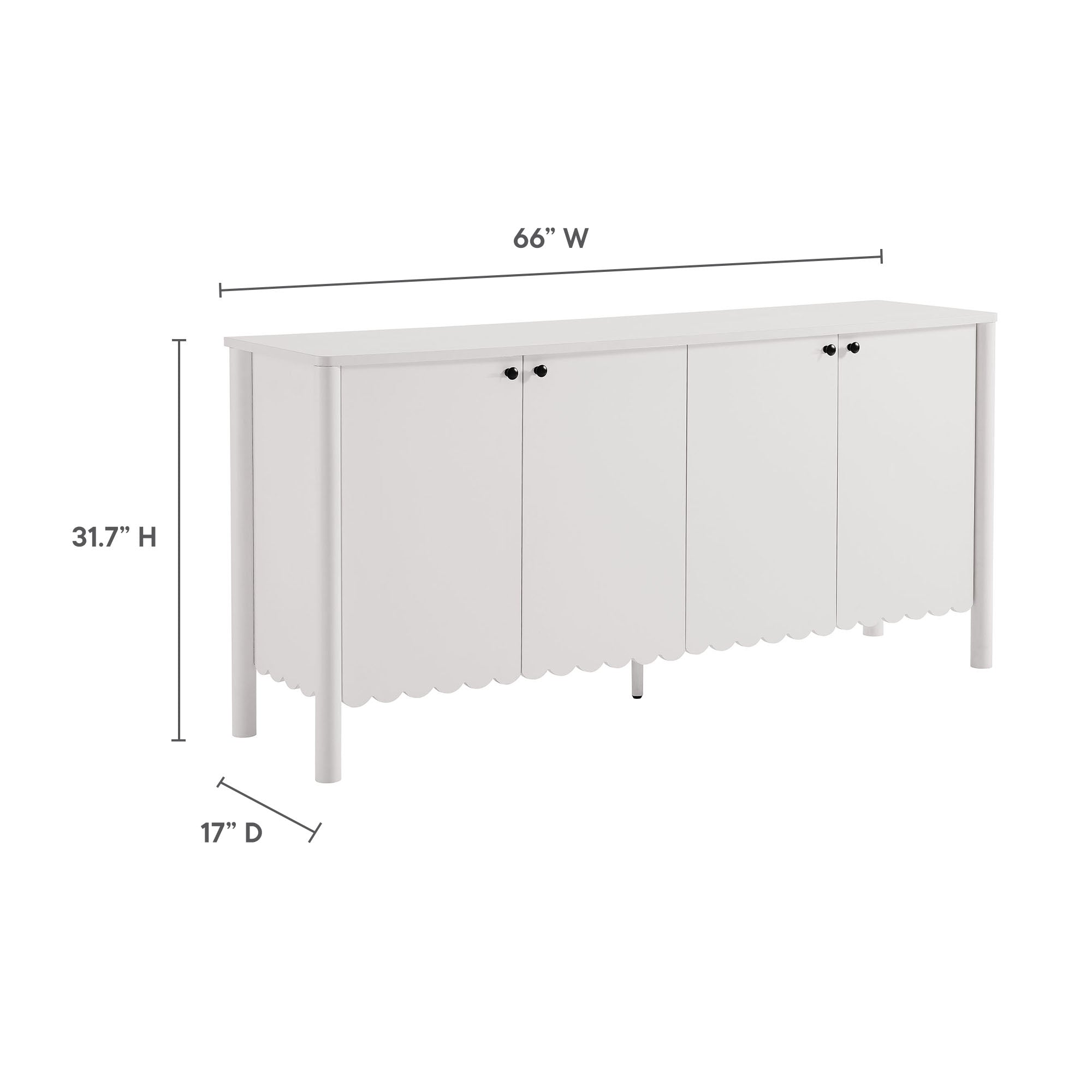 Emmeline 66" 4-Door Scalloped Sideboard Cabinet, White