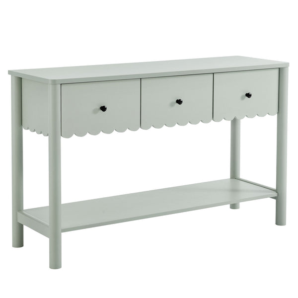 Emmeline 3-Drawer Scalloped Console Table, Sage