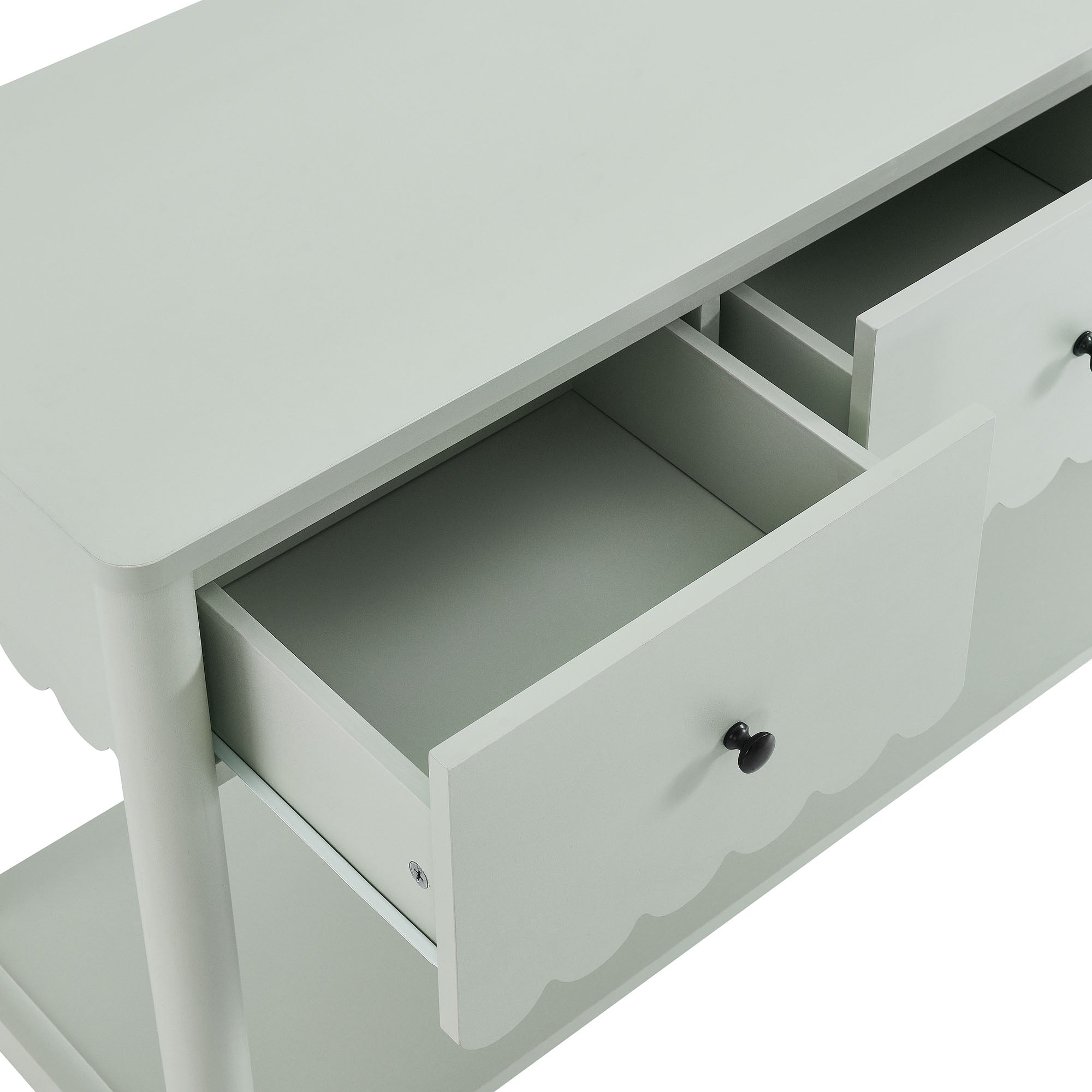 Emmeline 3-Drawer Scalloped Console Table, Sage