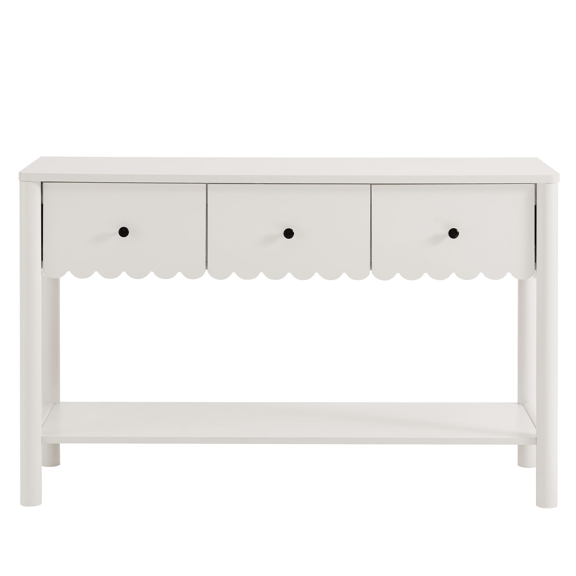 Emmeline 3-Drawer Scalloped Console Table, White