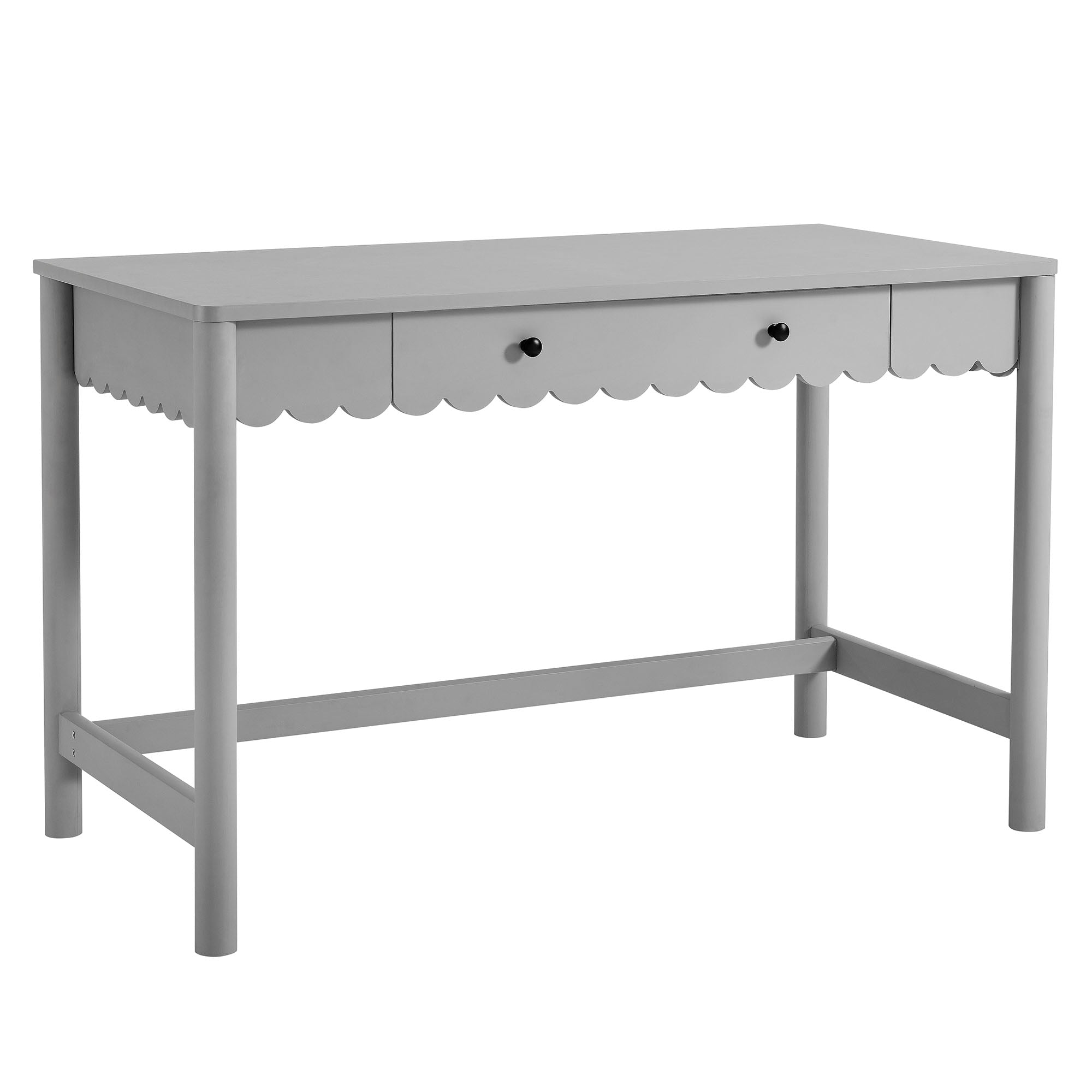 Emmeline 1-Drawer Scallop Writing Desk, Light Gray