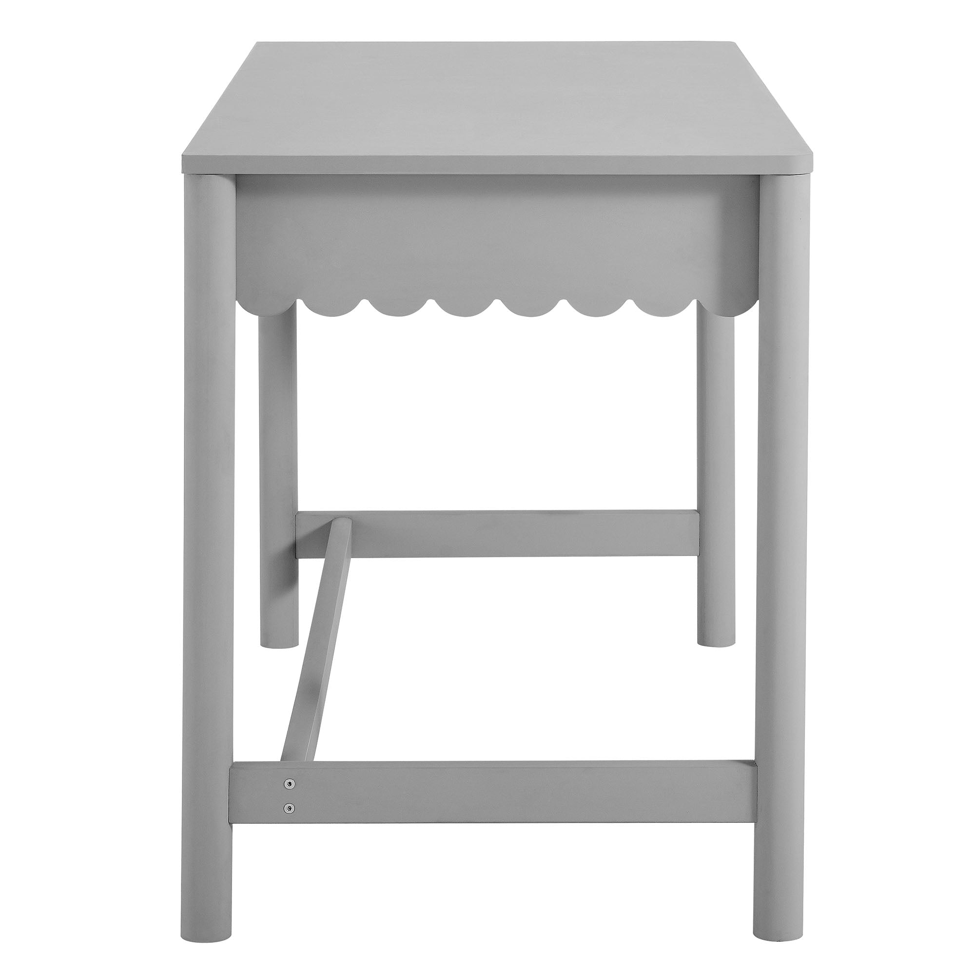 Emmeline 1-Drawer Scallop Writing Desk, Light Gray