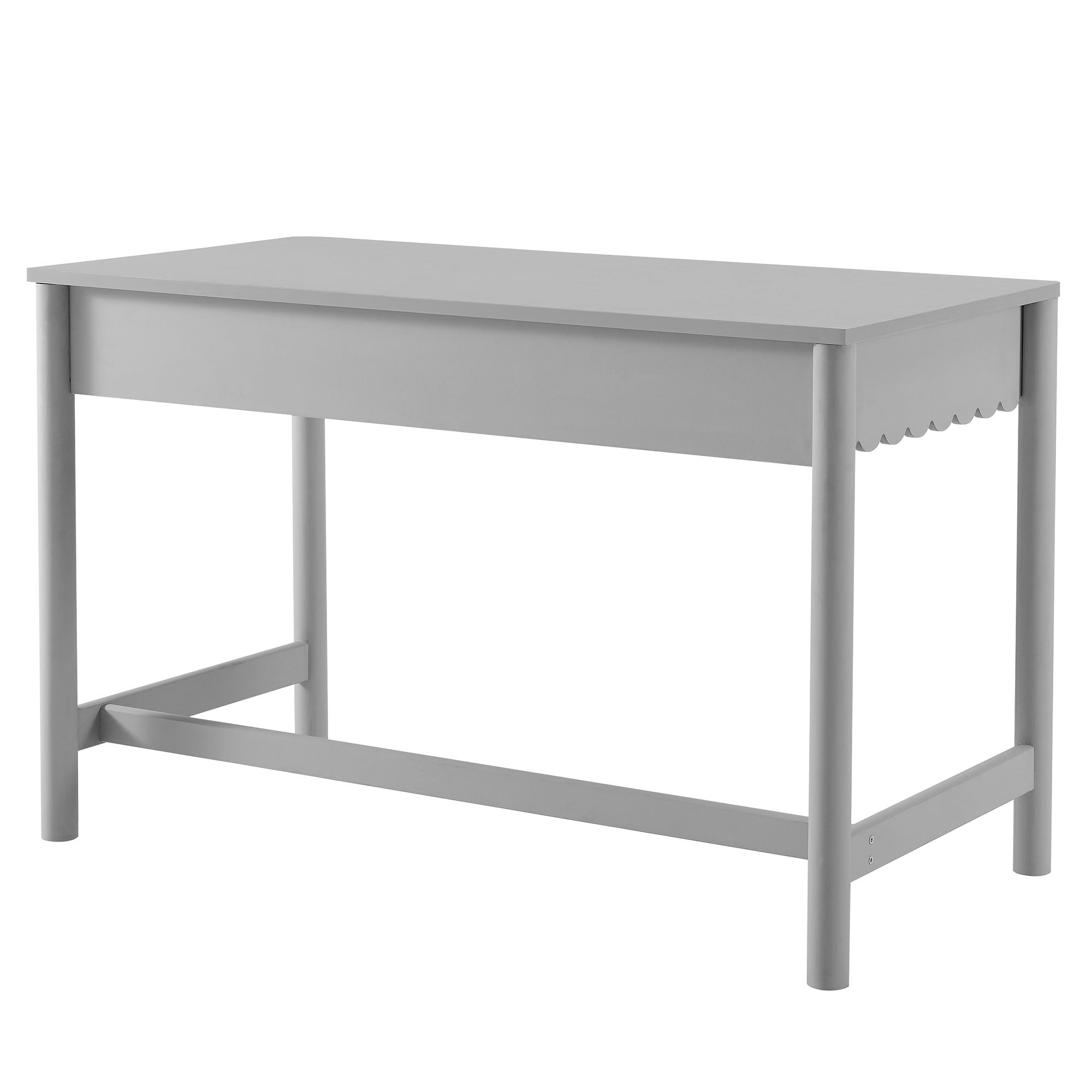 Emmeline 1-Drawer Scallop Writing Desk, Light Gray