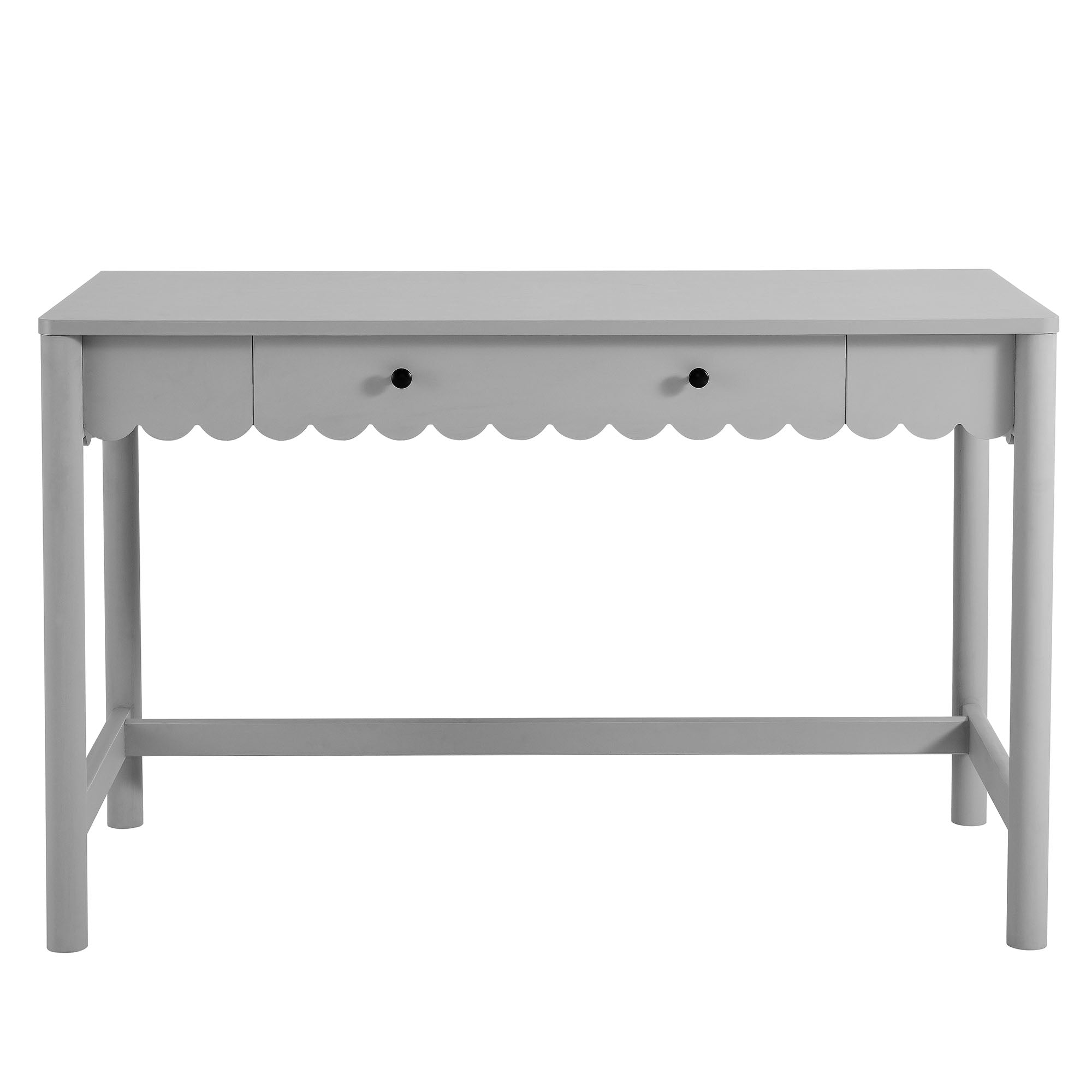 Emmeline 1-Drawer Scallop Writing Desk, Light Gray