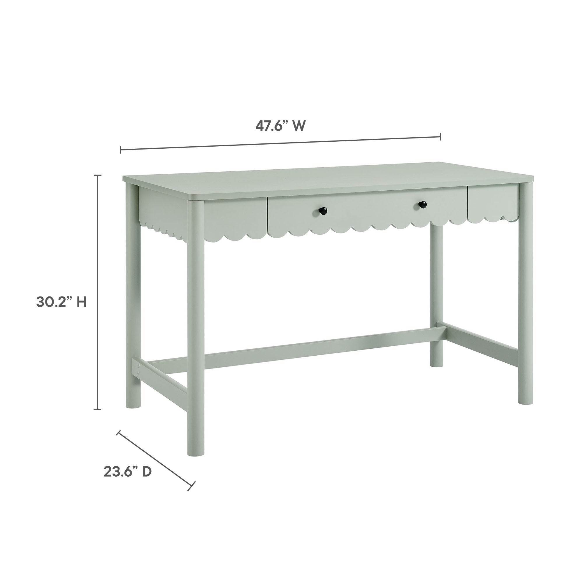 Emmeline 1-Drawer Scallop Writing Desk, Sage