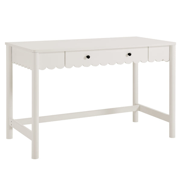 Emmeline 1-Drawer Scallop Writing Desk, White