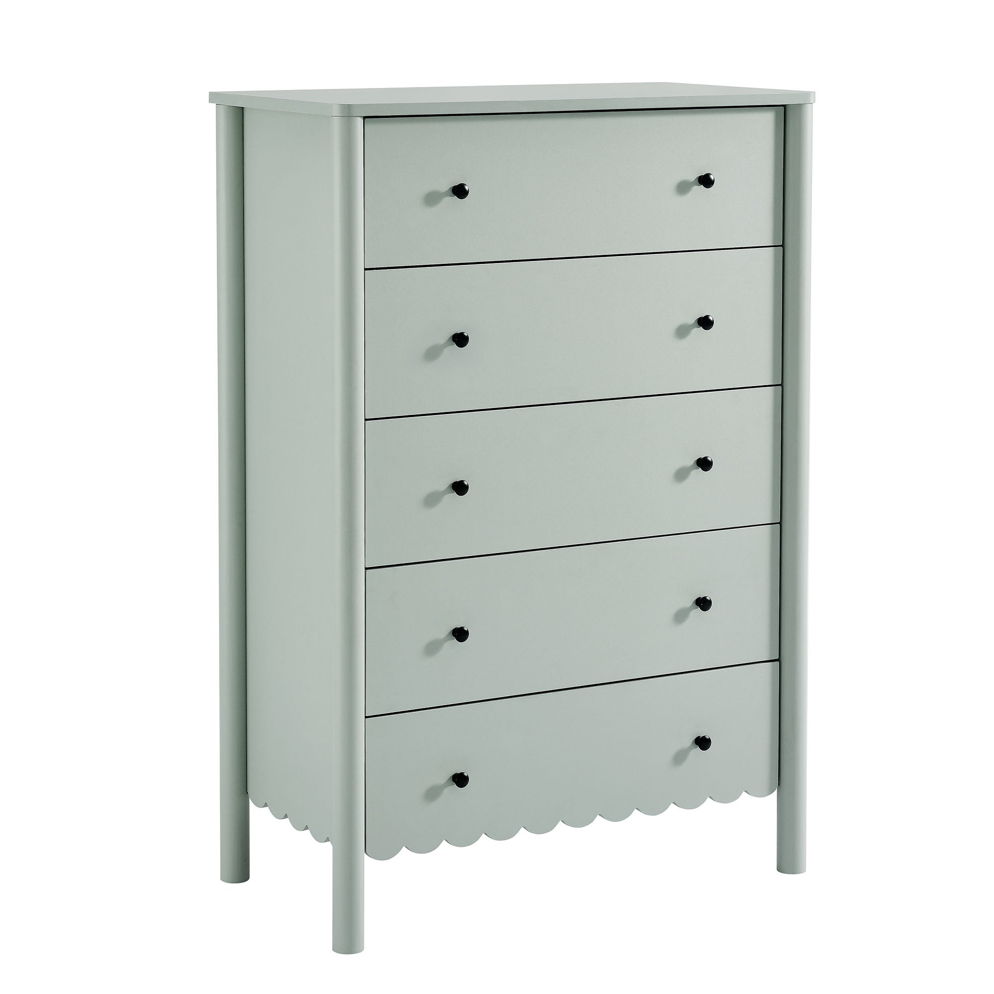 Emmeline Scalloped 5-Drawer Chest, Sage