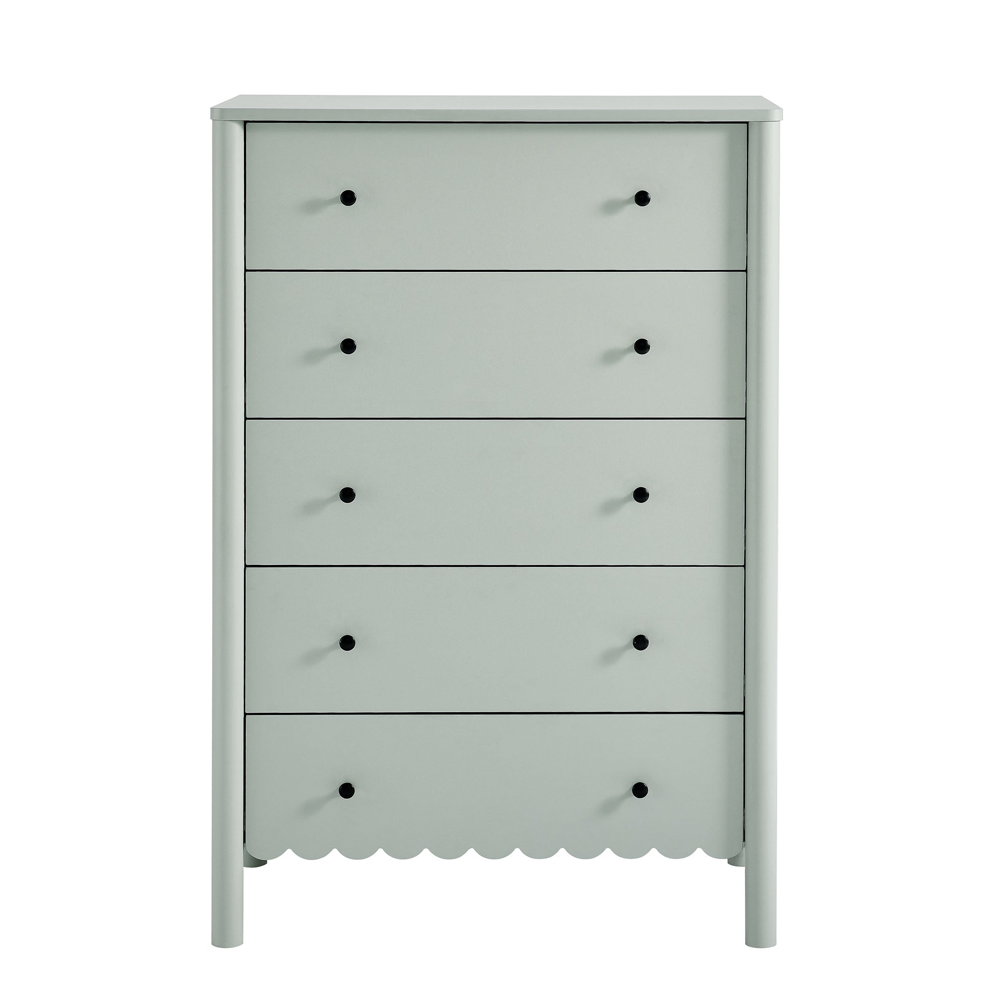 Emmeline Scalloped 5-Drawer Chest, Sage