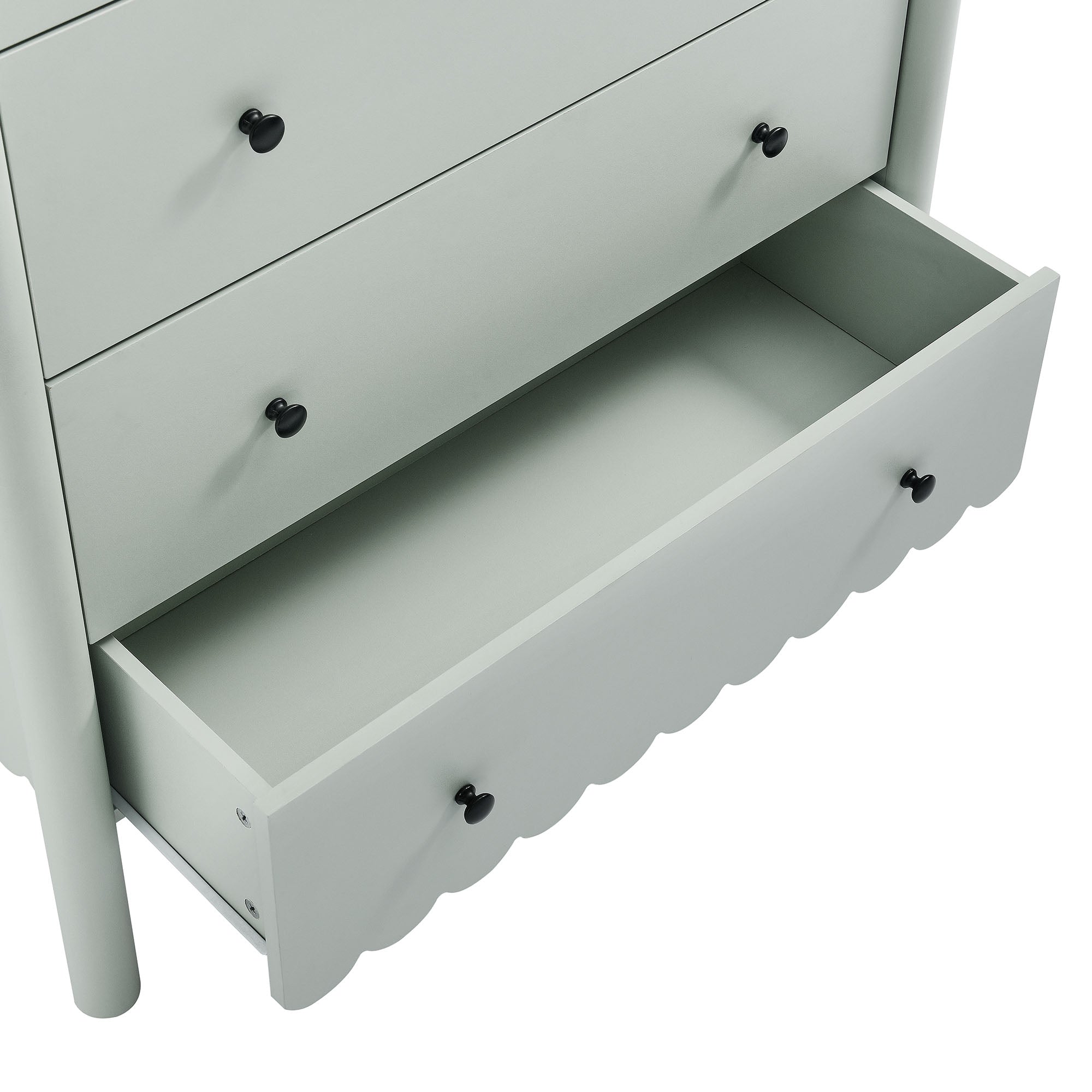 Emmeline Scalloped 5-Drawer Chest, Sage
