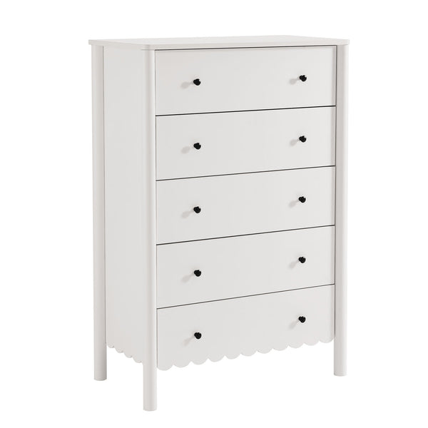 Emmeline Scalloped 5-Drawer Chest, White