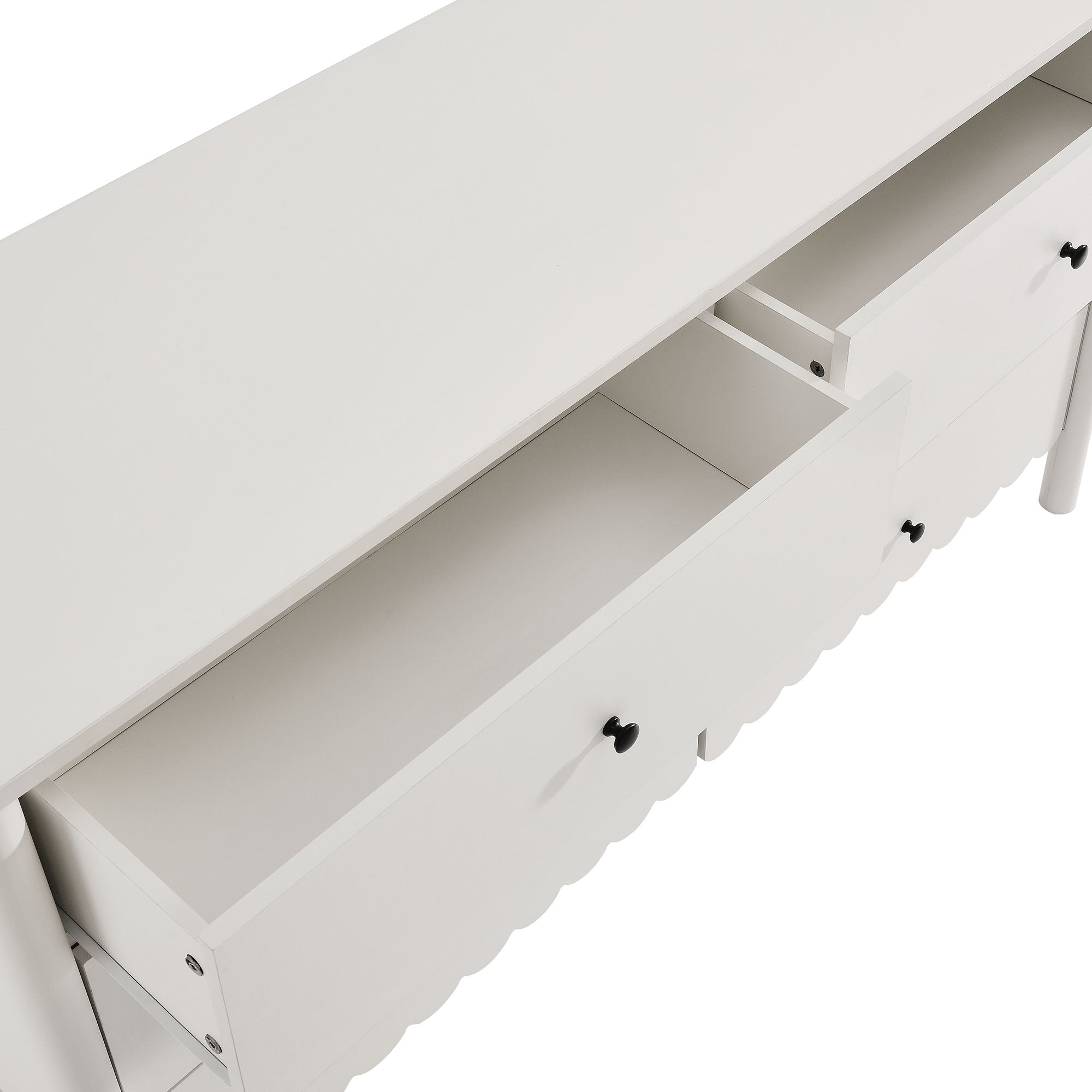 Emmeline Scalloped 6-Drawer Dresser, White