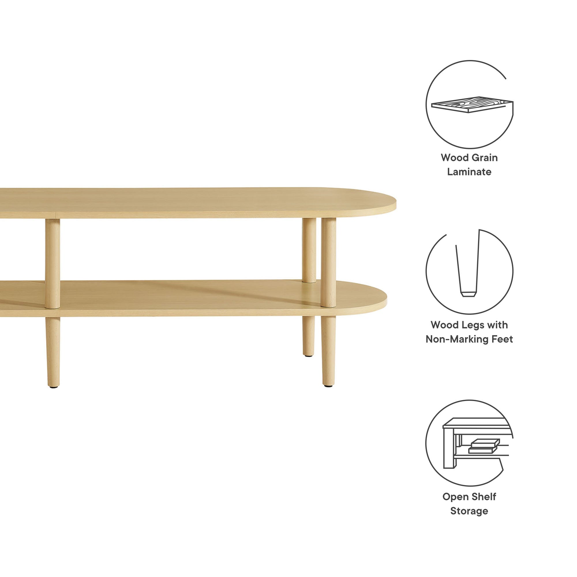 Torus Oval Wood TV Stand, Light Oak