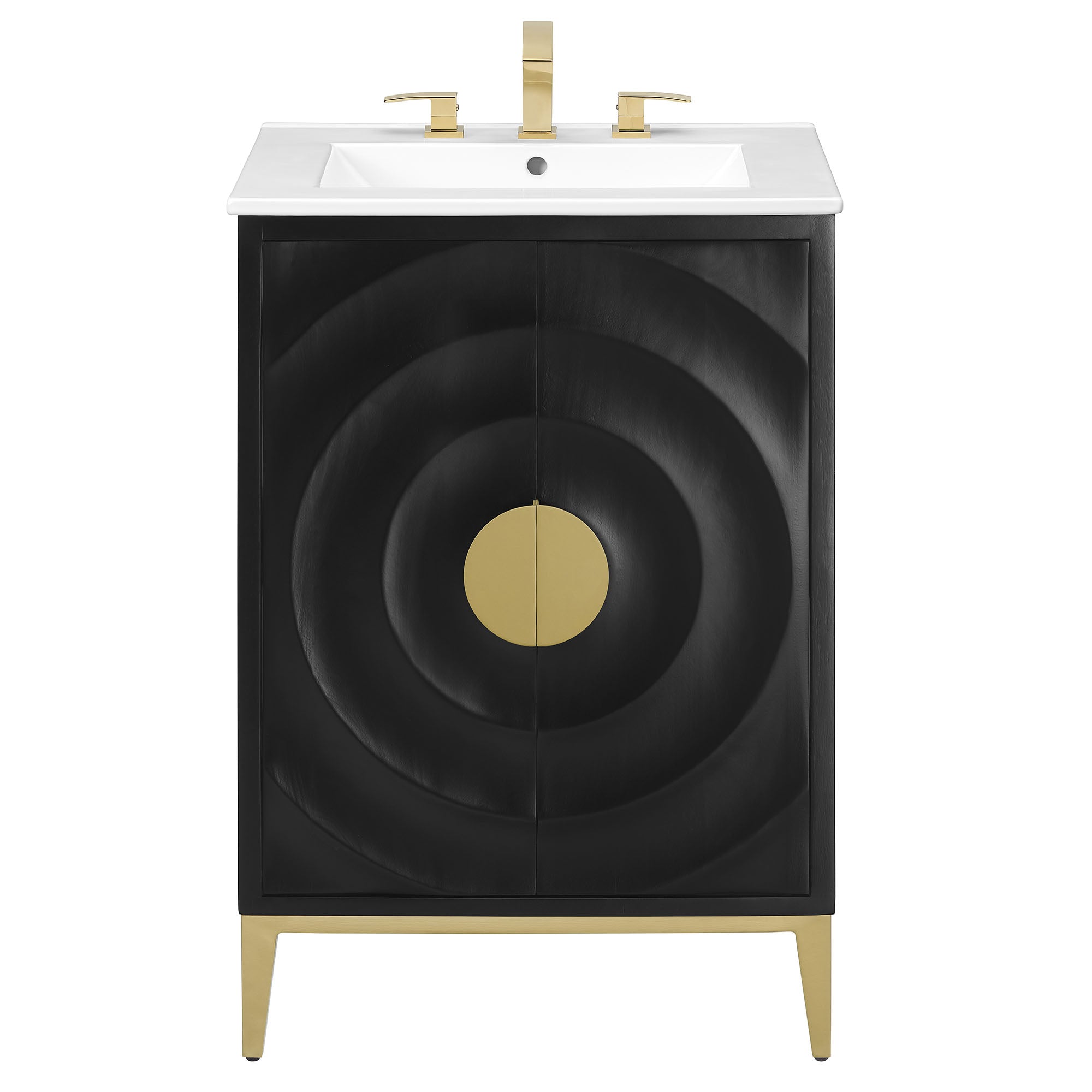 Beau 24" Wood Bathroom Vanity with Basin, White Black
