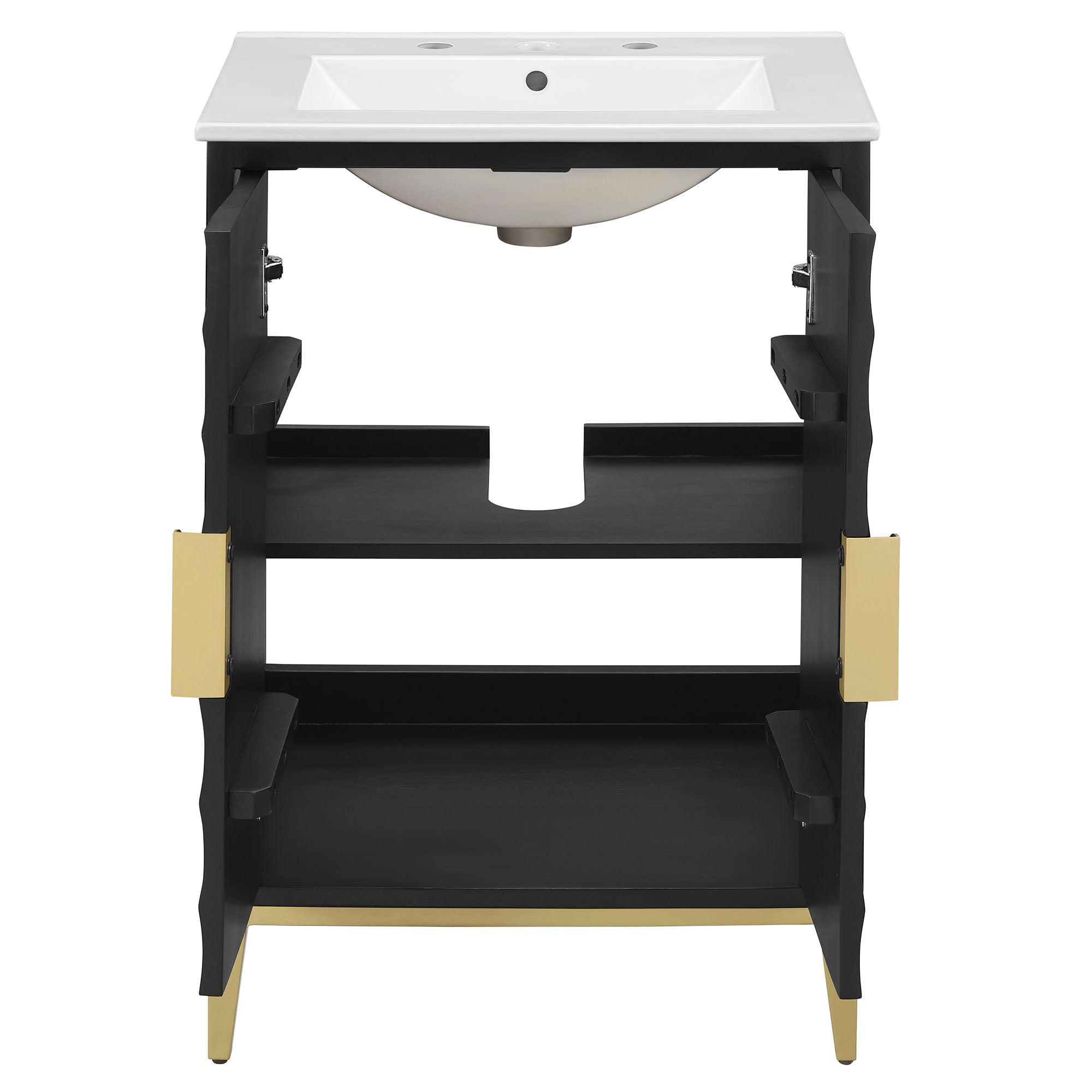 Beau 24" Wood Bathroom Vanity with Basin, White Black