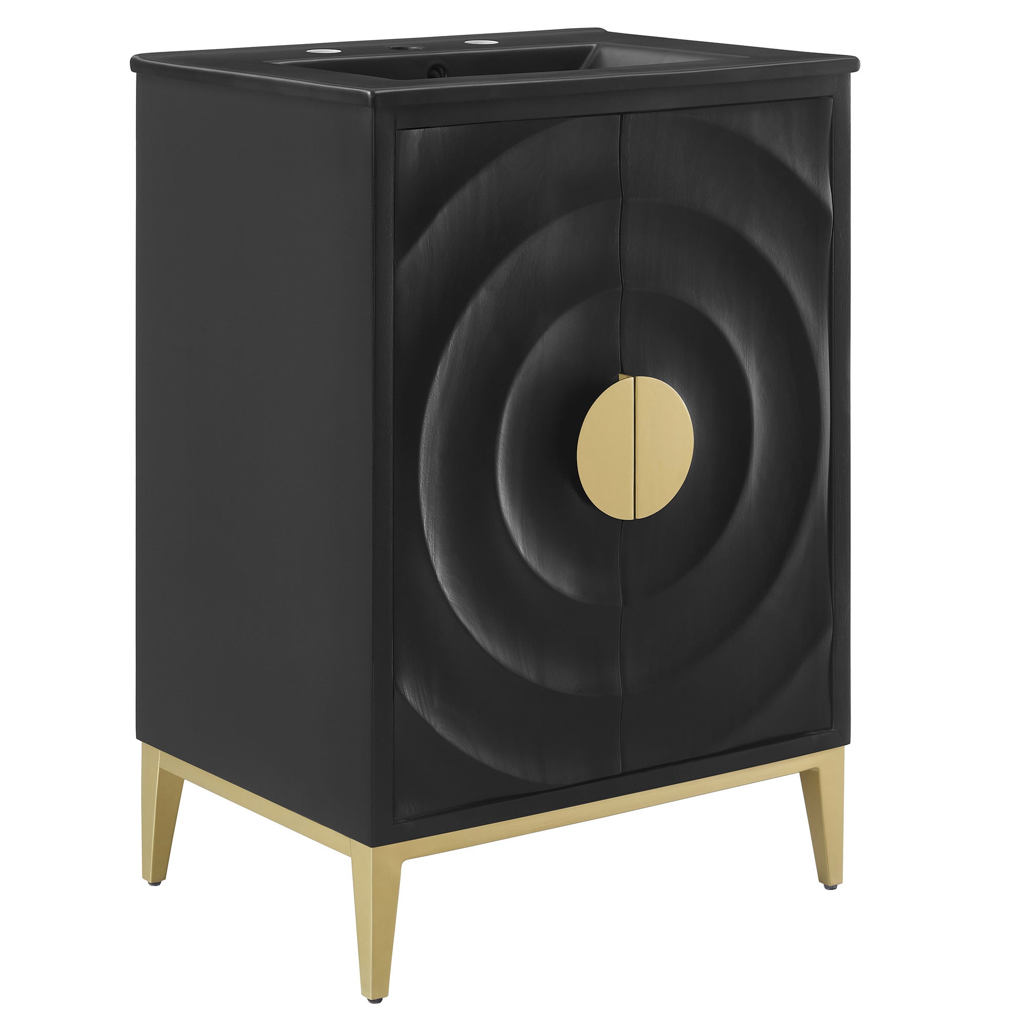 Beau 24" Wood Bathroom Vanity with Basin, Black Black