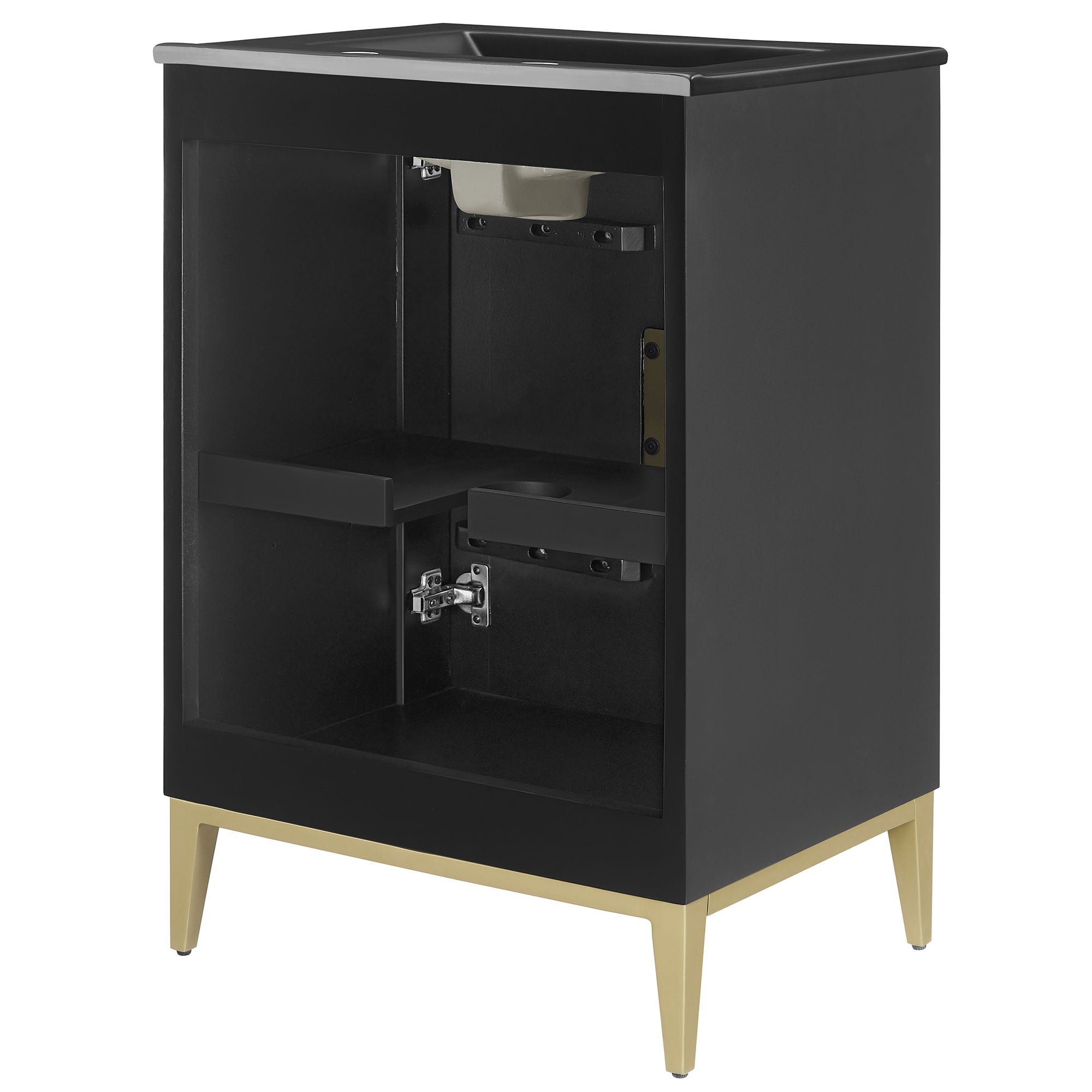 Beau 24" Wood Bathroom Vanity with Basin, Black Black