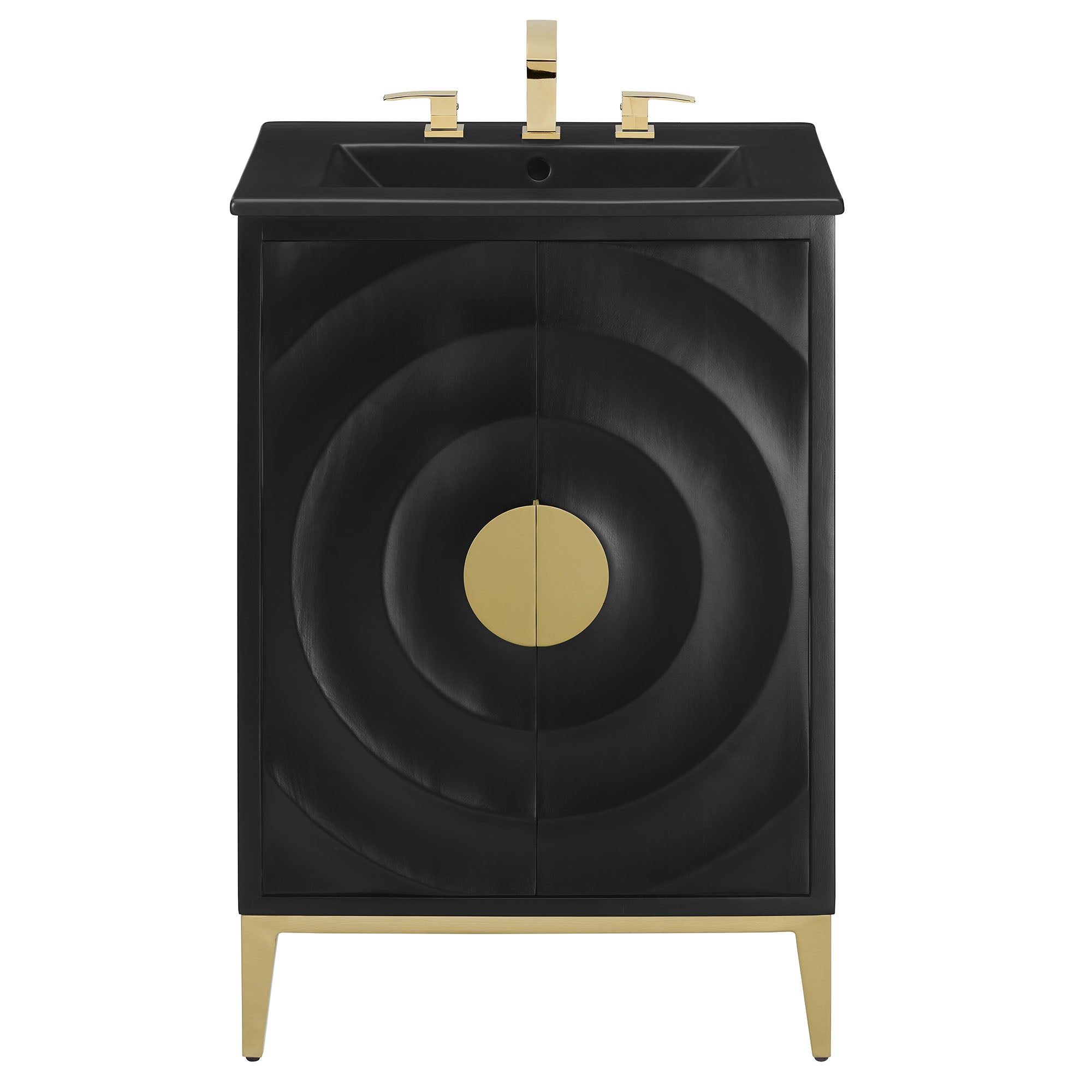 Beau 24" Wood Bathroom Vanity with Basin, Black Black