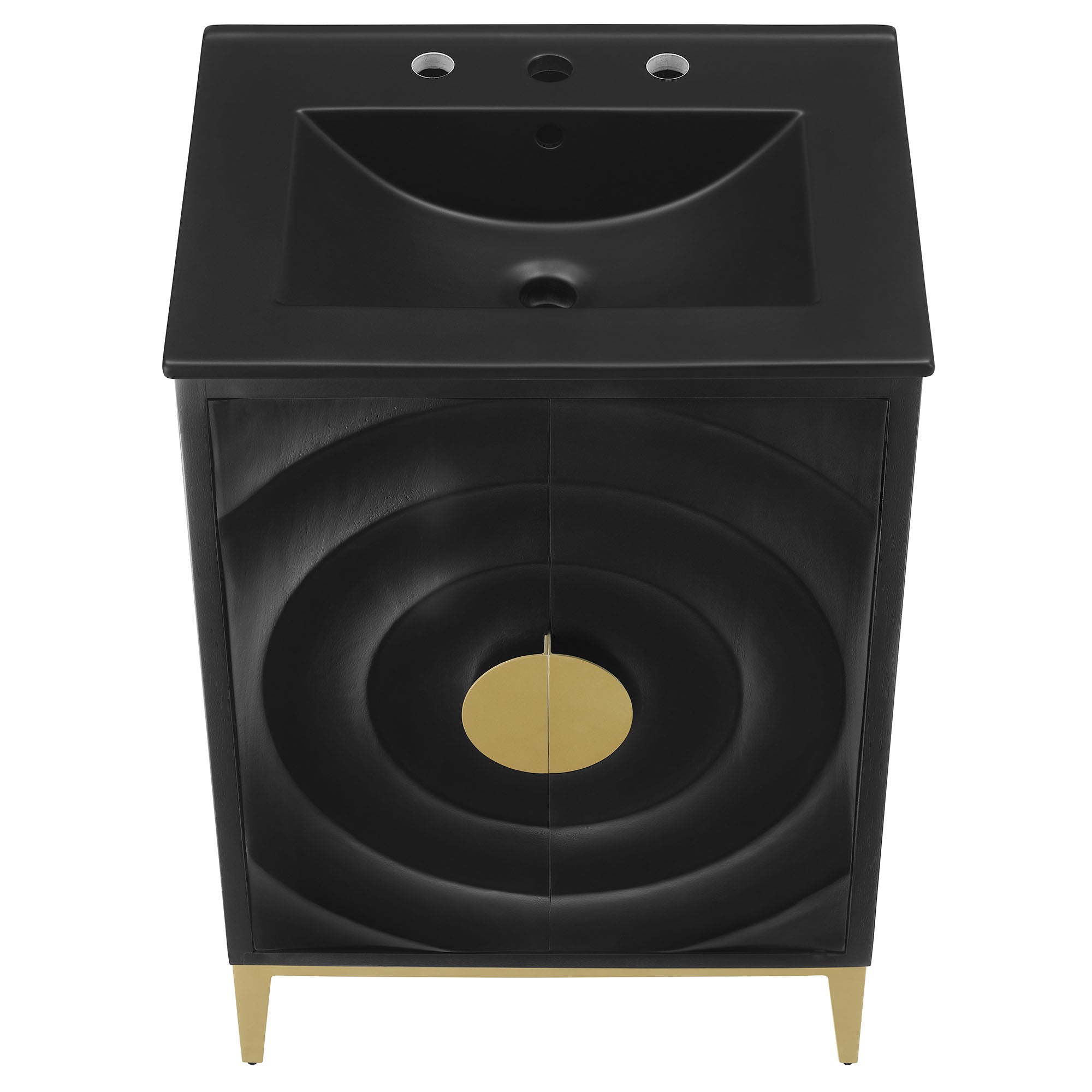 Beau 24" Wood Bathroom Vanity with Basin, Black Black