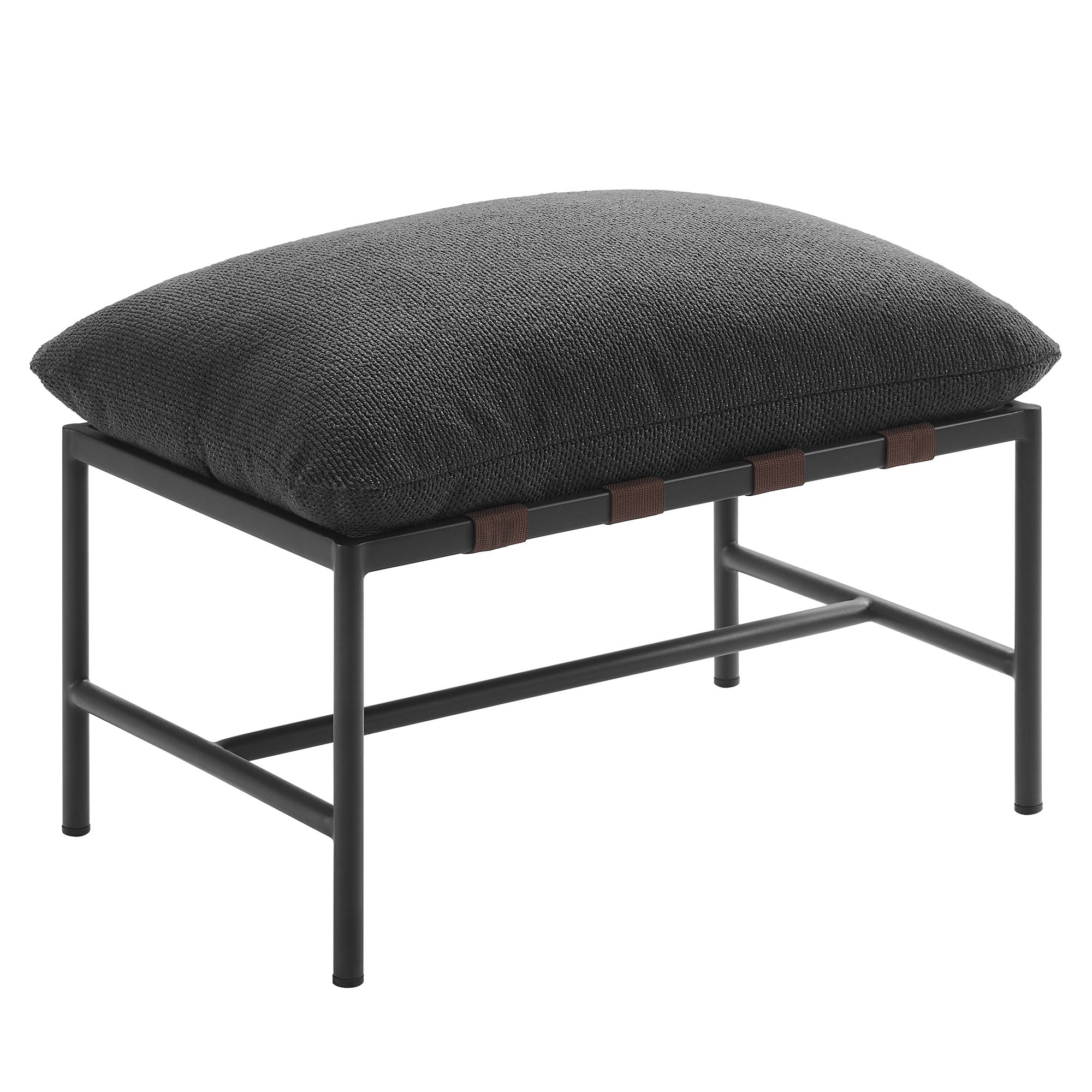 Raya Outdoor Patio Boucle Lounge Chair and Ottoman, Charcoal