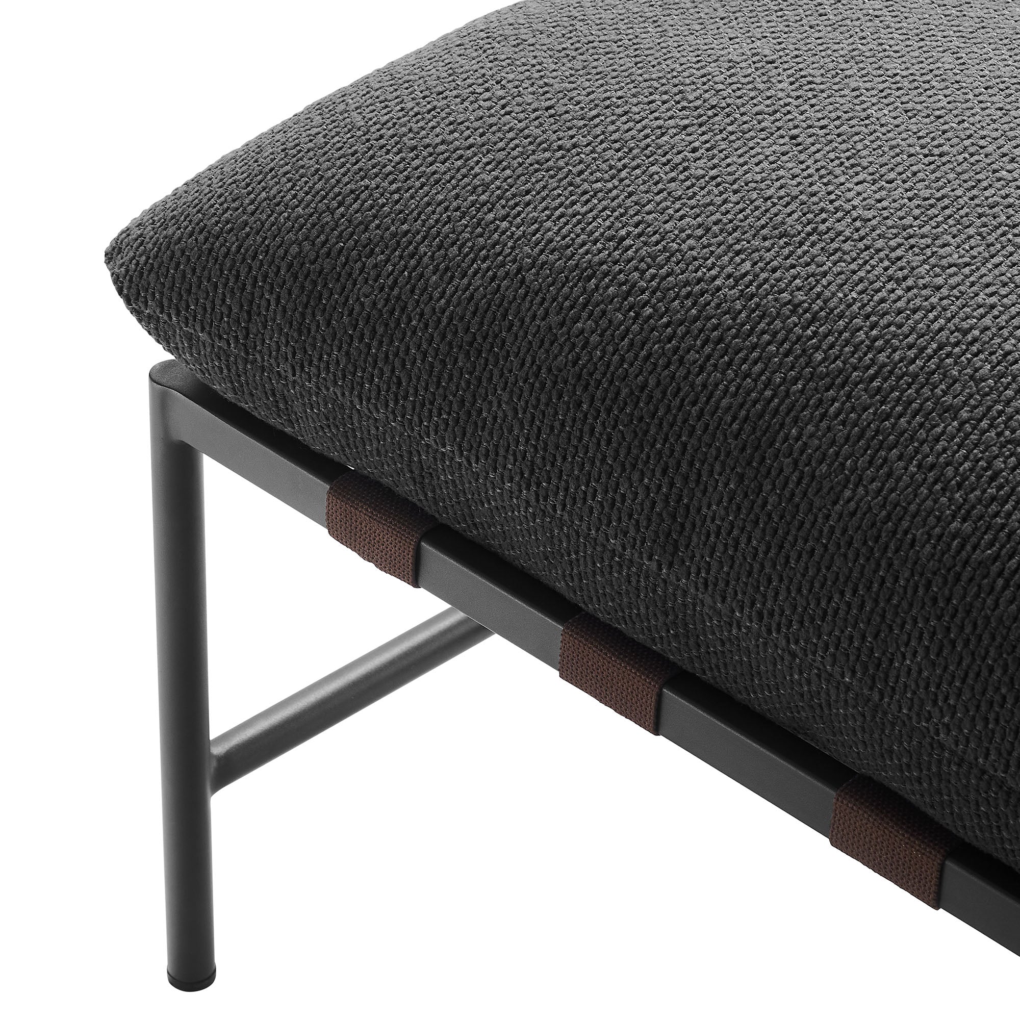Raya Outdoor Patio Boucle Lounge Chair and Ottoman, Charcoal