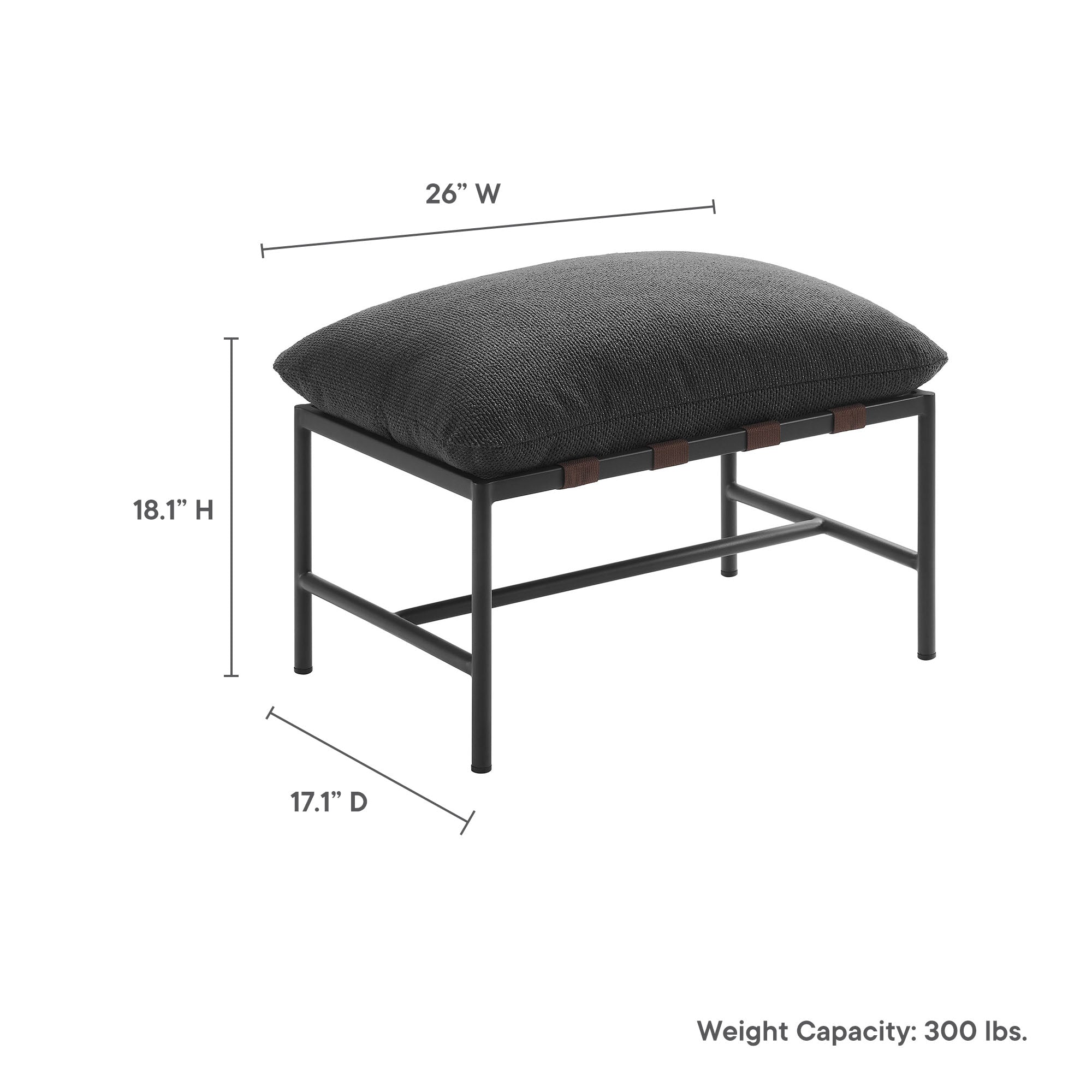 Raya Outdoor Patio Boucle Lounge Chair and Ottoman, Charcoal
