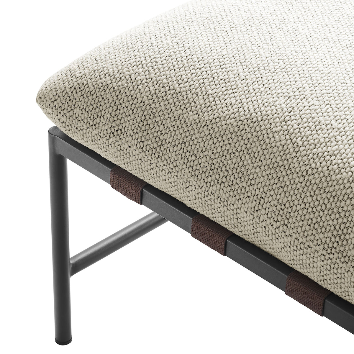 Raya Outdoor Patio Boucle Ottoman, Ivory