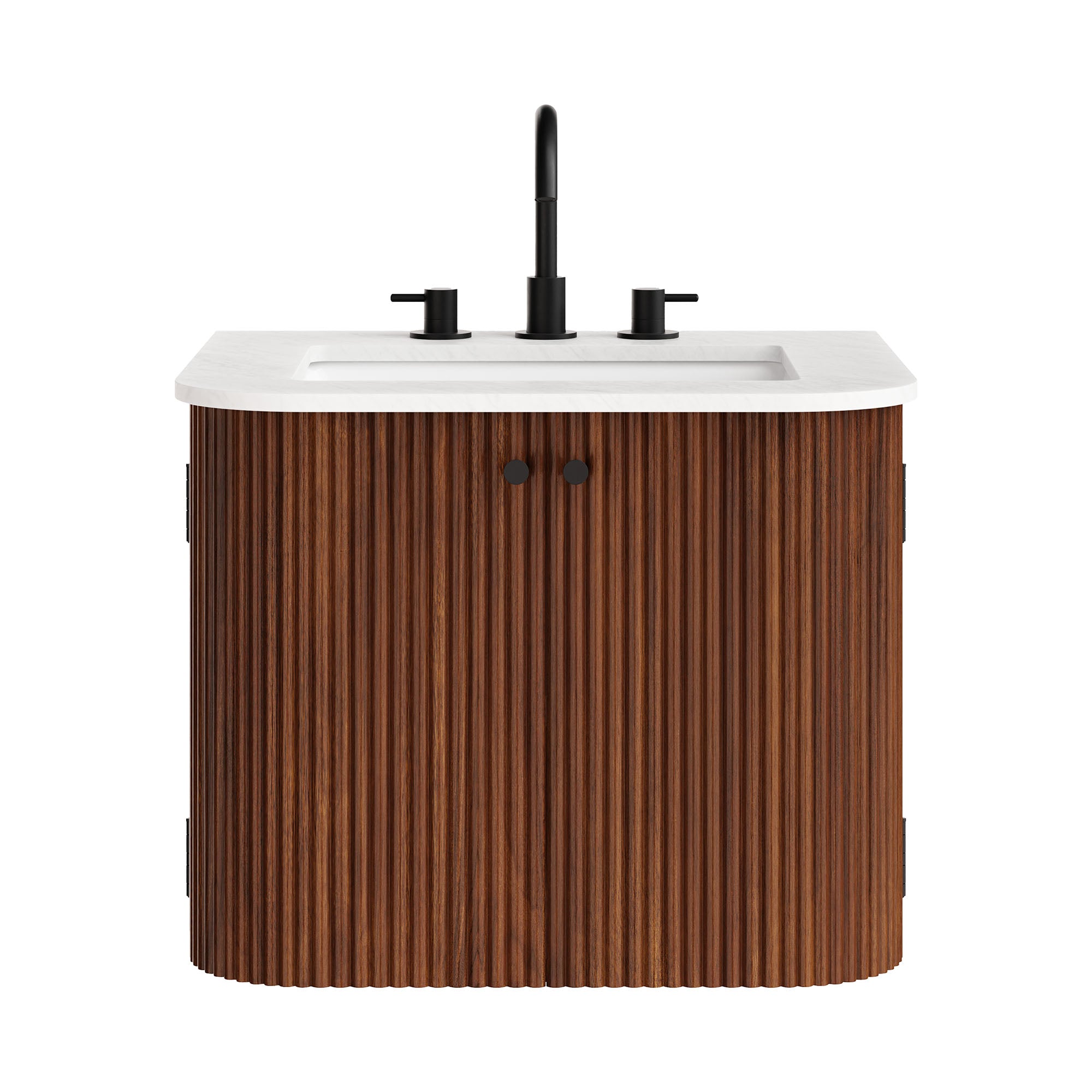 Zia 24" Wall-Mount Bathroom Vanity with Marble Sink, Walnut