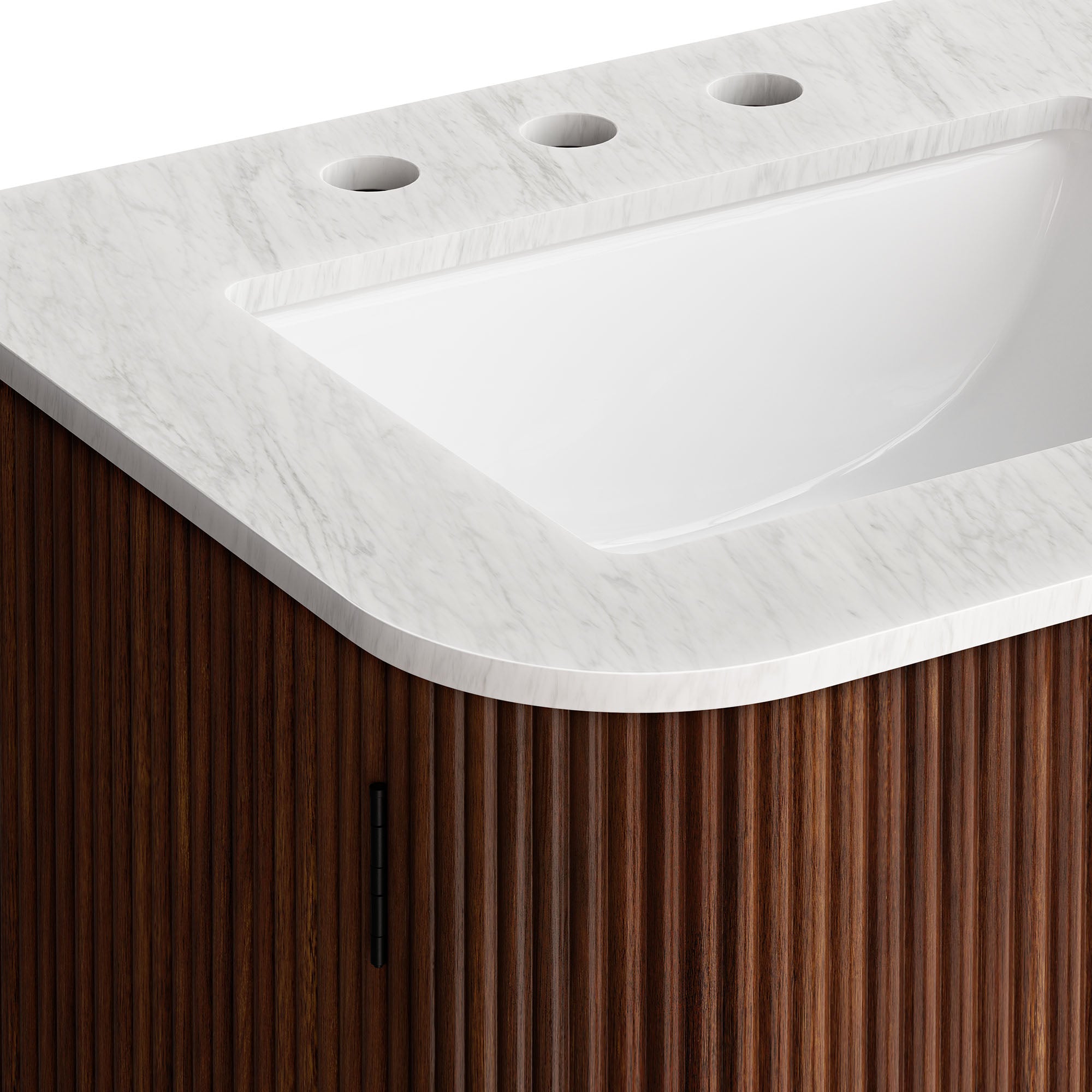 Zia 24" Wall-Mount Bathroom Vanity with Marble Sink, Walnut