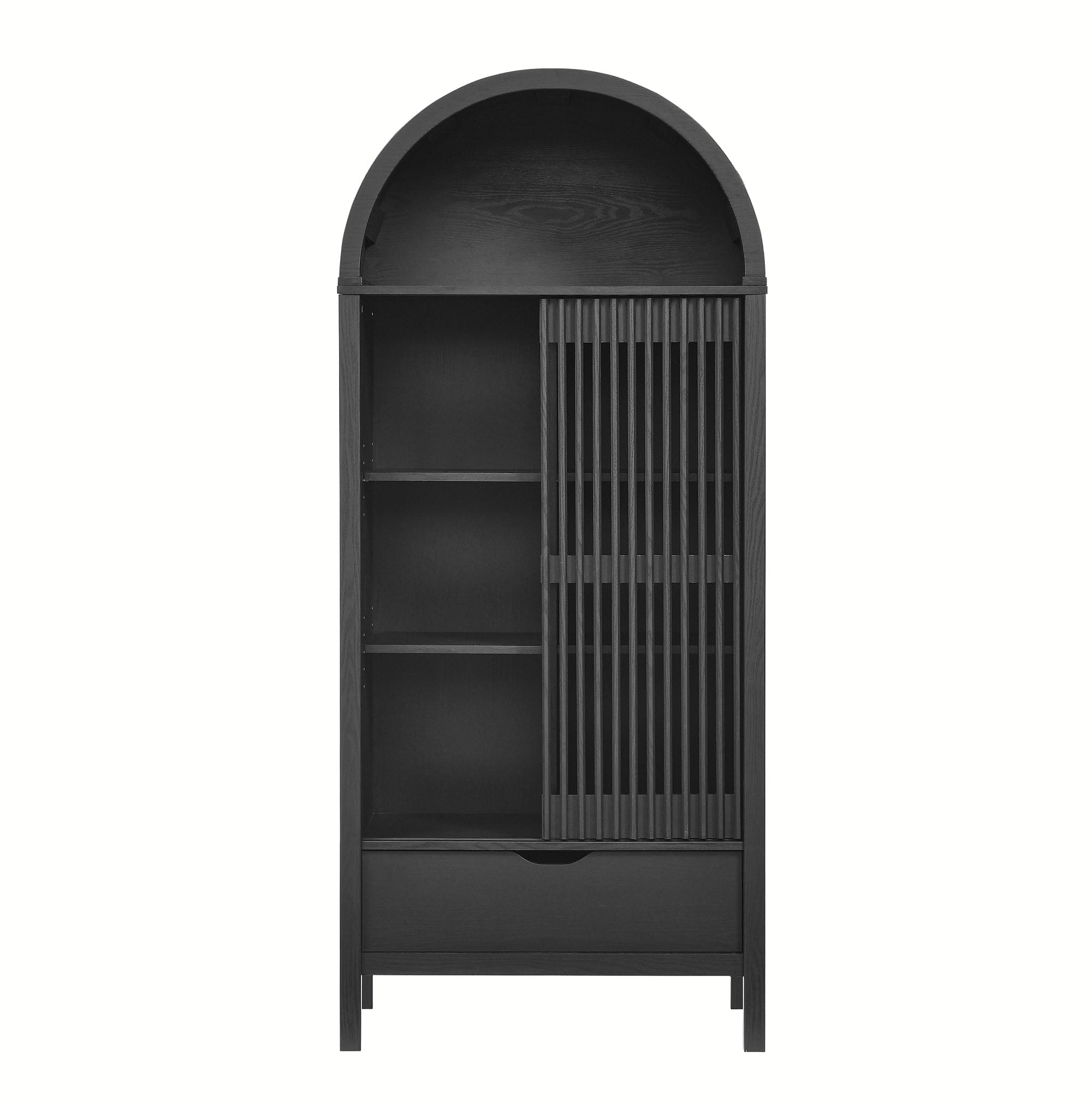 Vaughn 71" Arched Storage Display Cabinet, Black