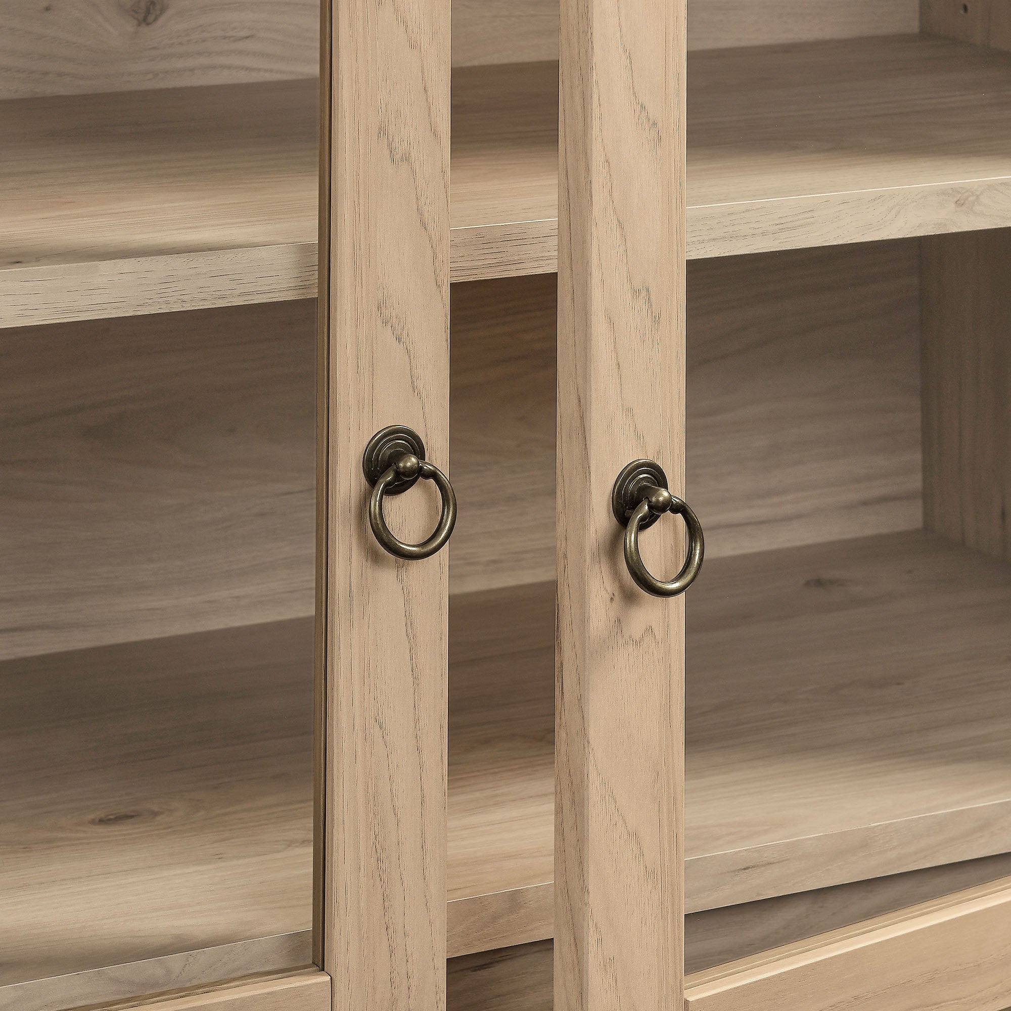 Nolan 74" Tall Wide Arched Storage Display Cabinet, Light Oak