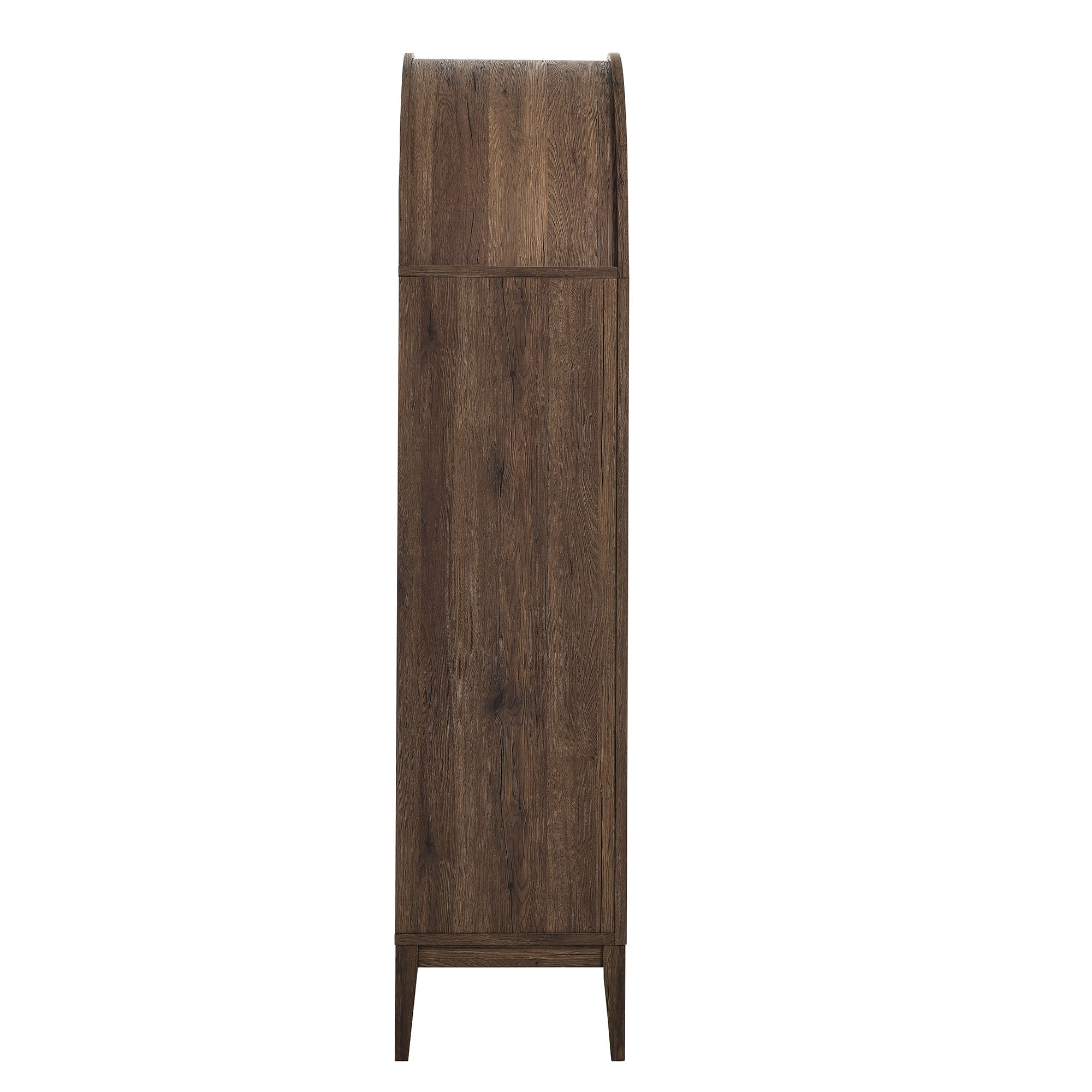 Nolan 74" Tall Wide Arched Storage Display Cabinet, Walnut Light Oak