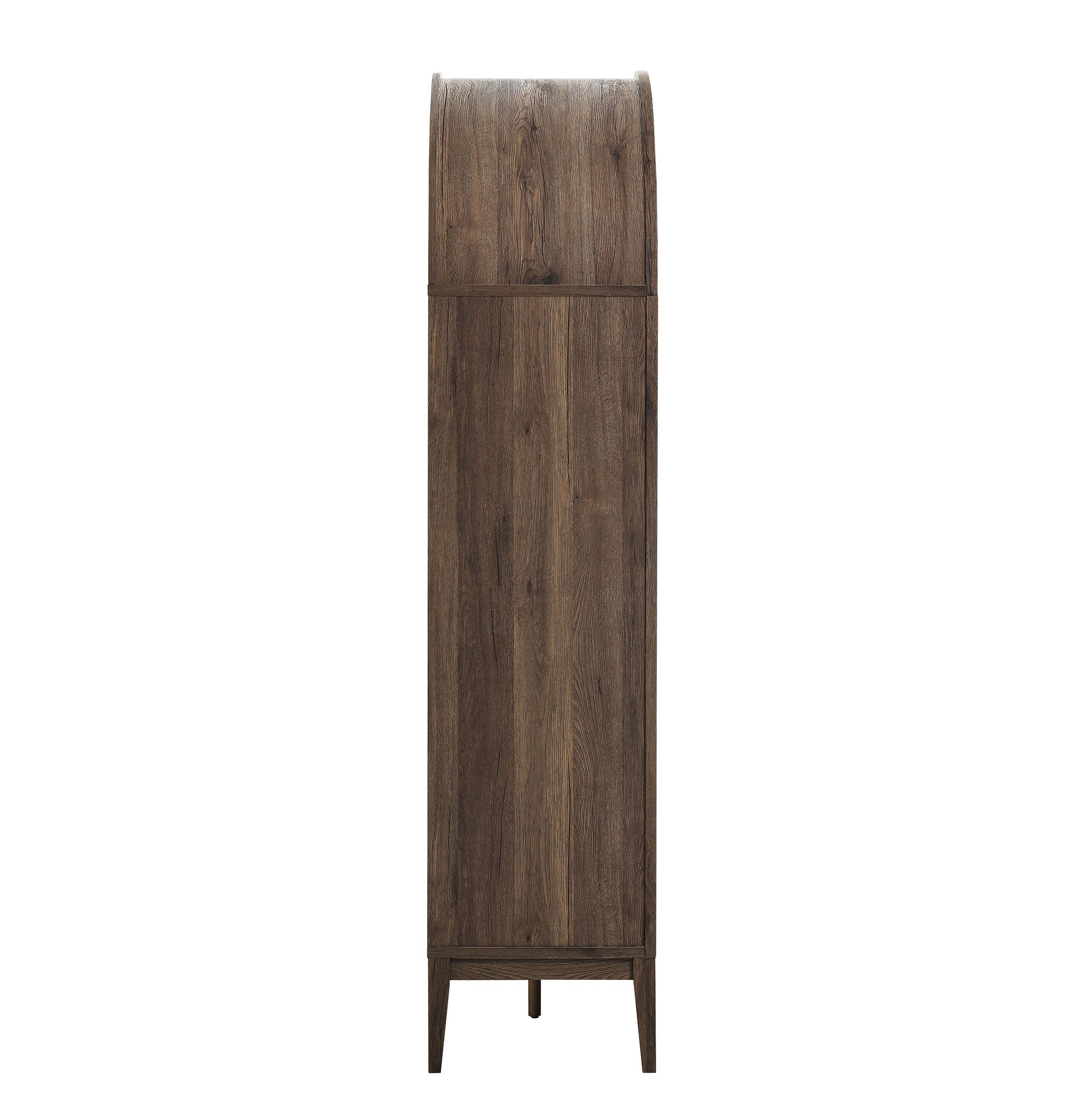 Nolan 74" Tall Wide Arched Storage Display Cabinet Bookshelf, Dark Walnut